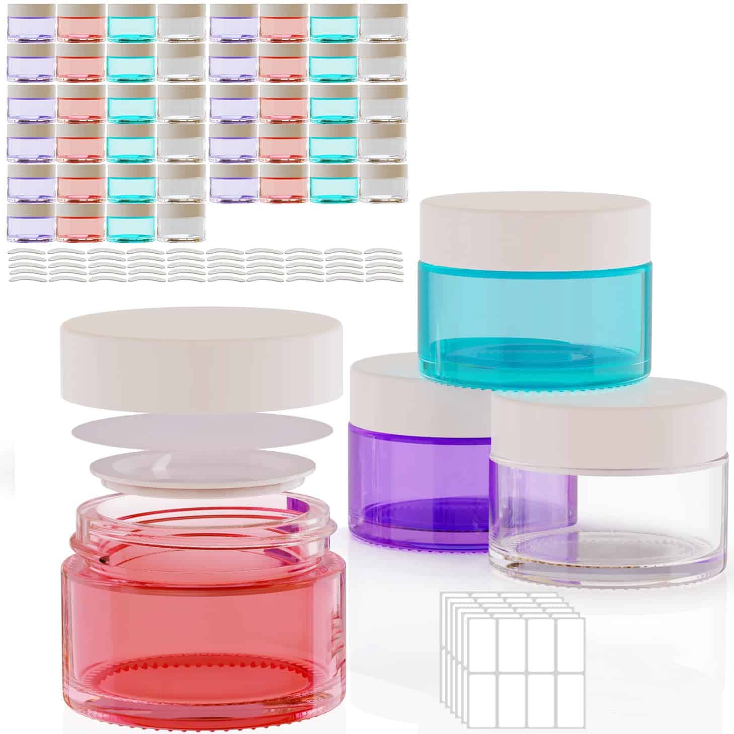 48Pack 1 oz, Pequeños Frascos de Vidrio de Colores para