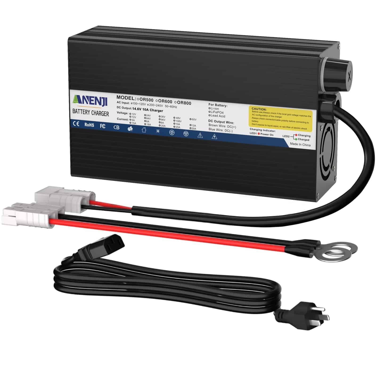 Cargador de batería de litio Aninerel 12V 10A 14.6V