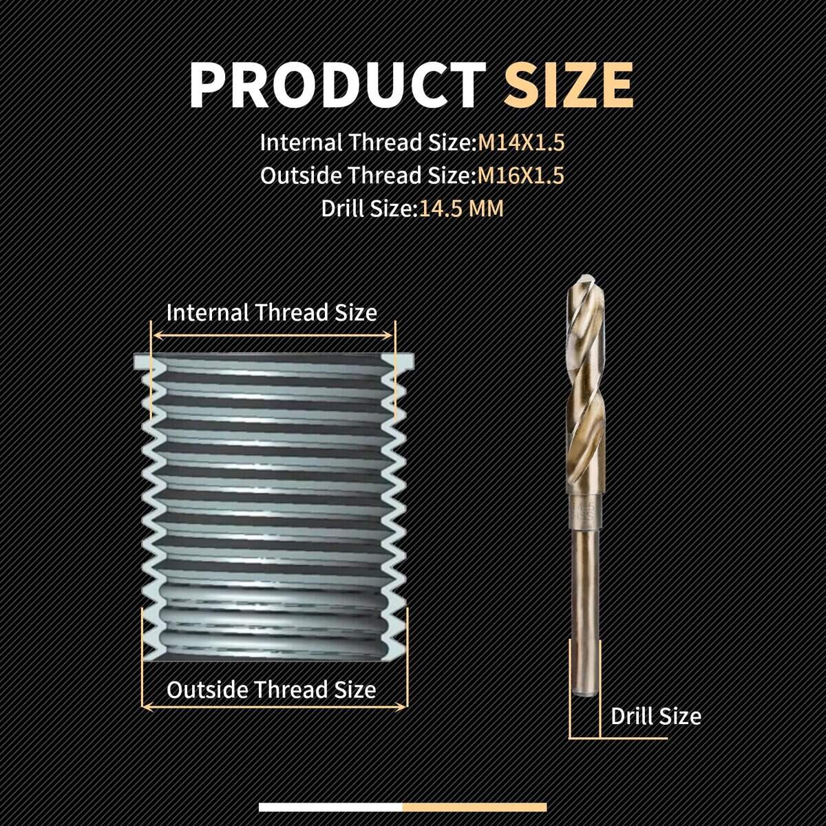 Kit de Reparación de Roscas M14X1.5 SENNMONN con Broca HSS, - Imagen 7