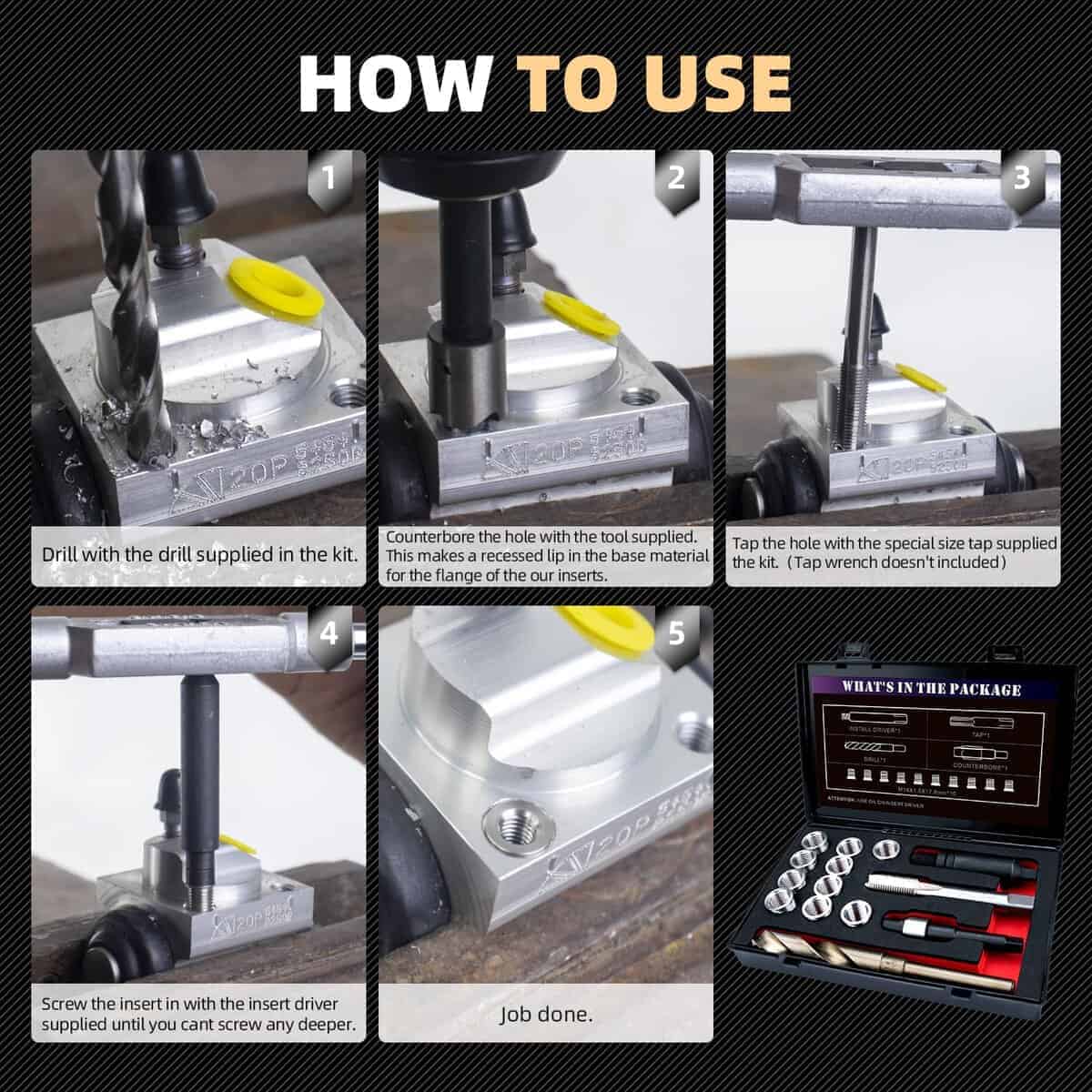 Kit de Reparación de Roscas M14X1.5 SENNMONN con Broca HSS, - Imagen 6