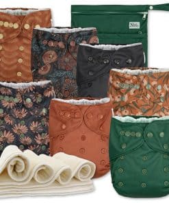 Pañales de tela Nora's Nursery 7 Pack con 1 Bolsa Húmeda -