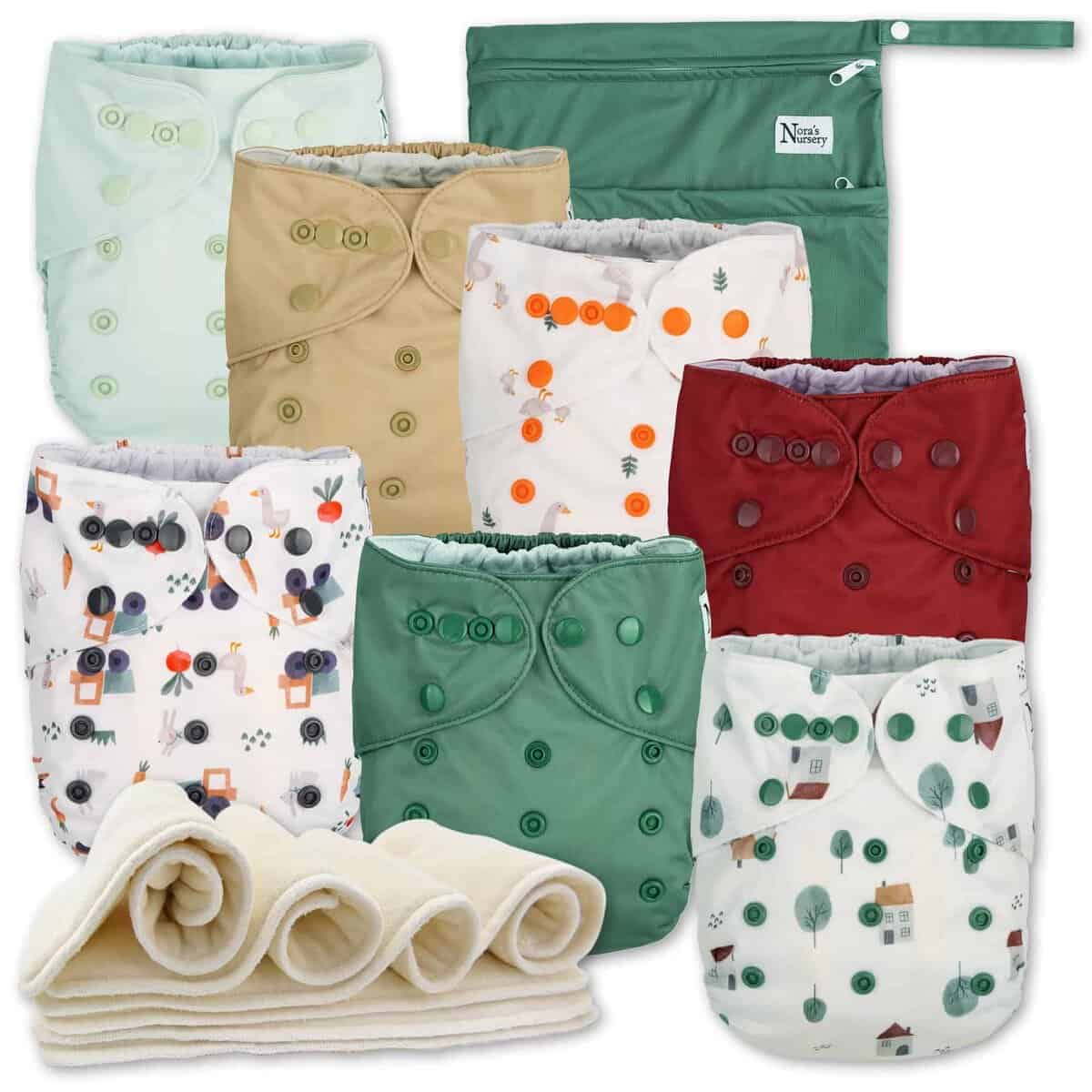 Pañales de tela Nora's Nursery AWJ 7 Pack -En la Granja