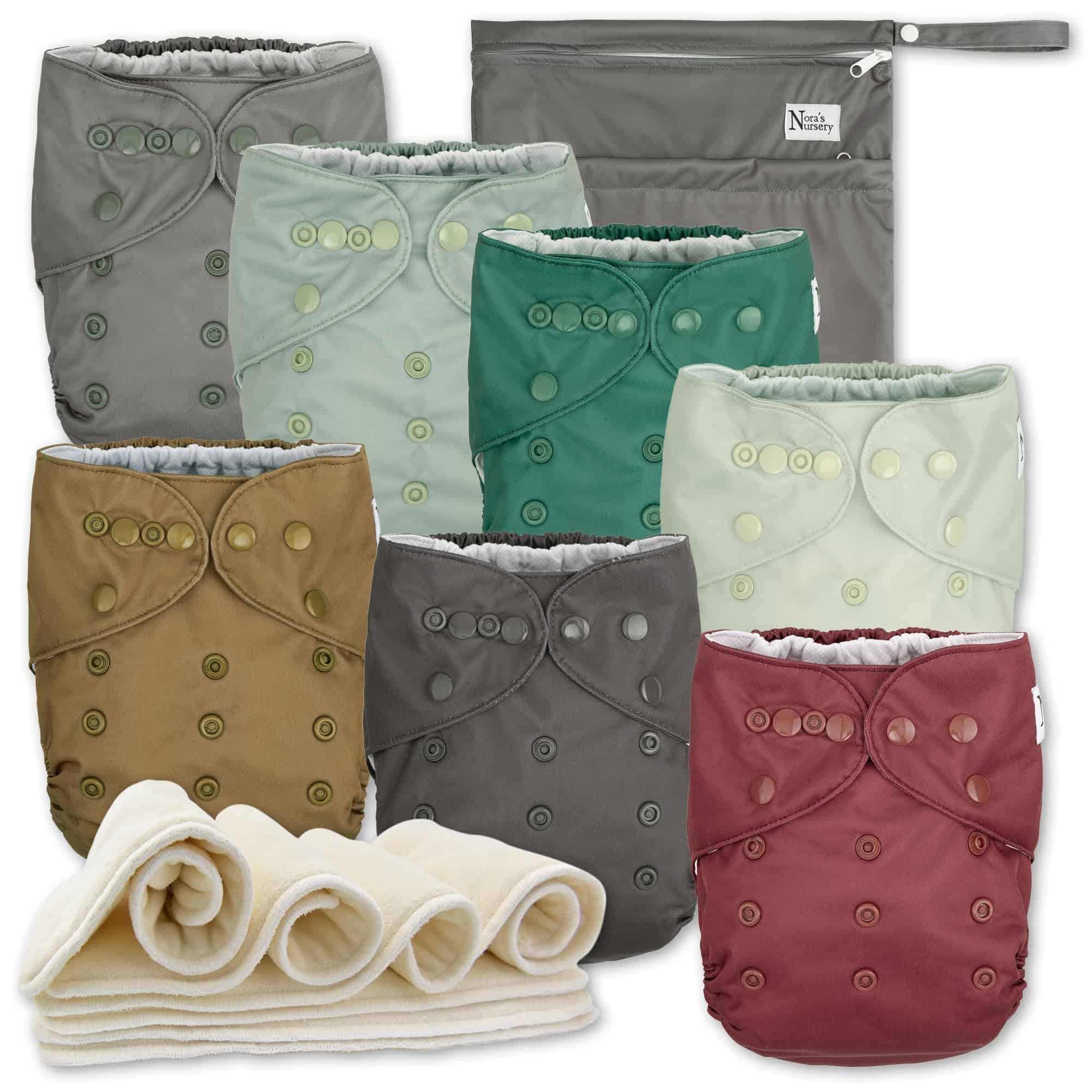 Pañales de tela Nora's Nursery AWJ 7 Pack -Hickory