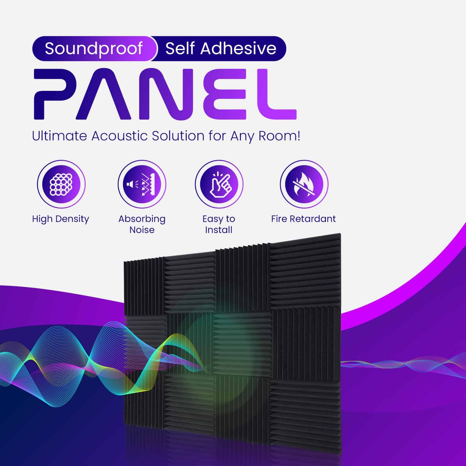 Paneles acústicos autoadhesivos Earthly Echoes 1" x 12" x - Imagen 3