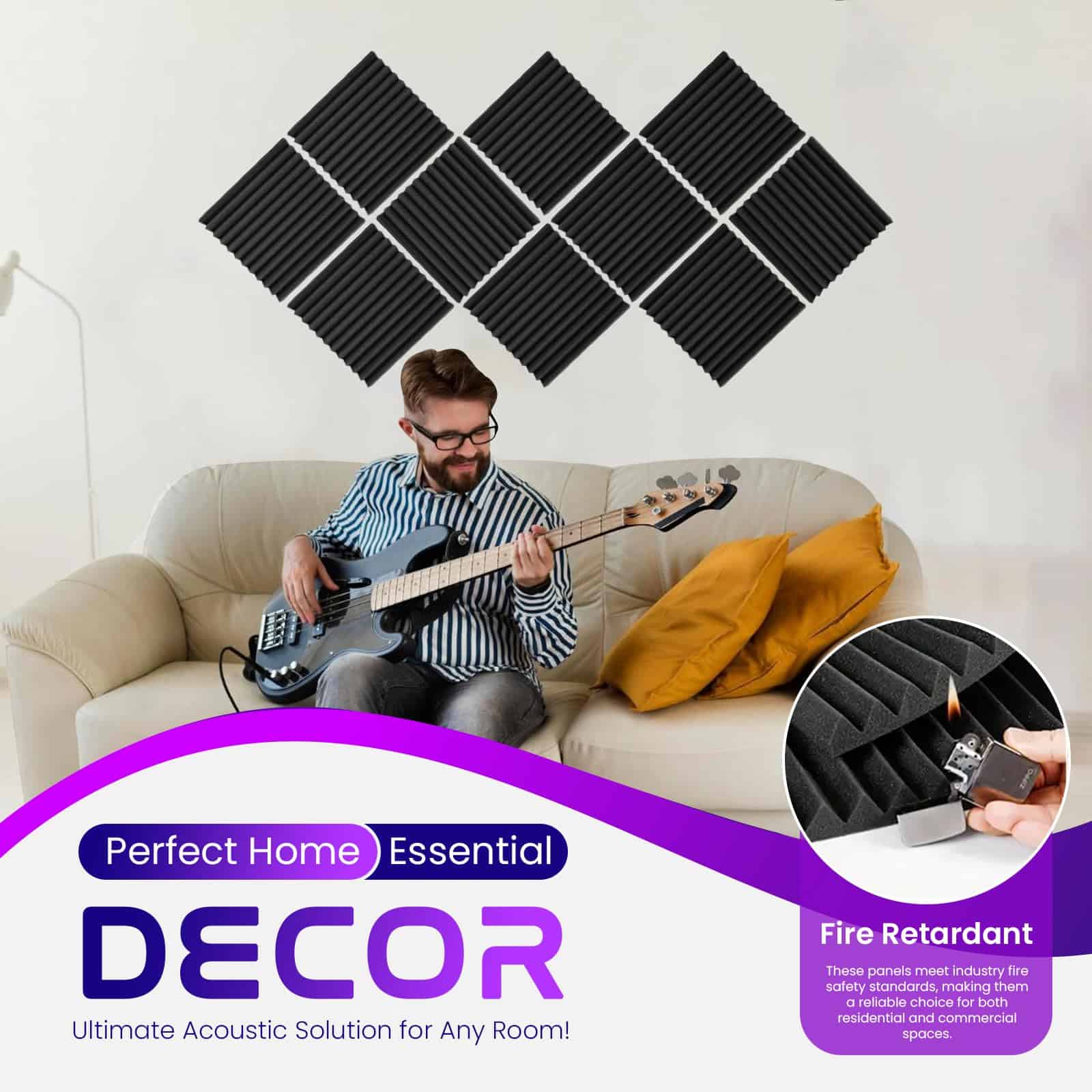 Paneles acústicos autoadhesivos Earthly Echoes 1" x 12" x - Imagen 8