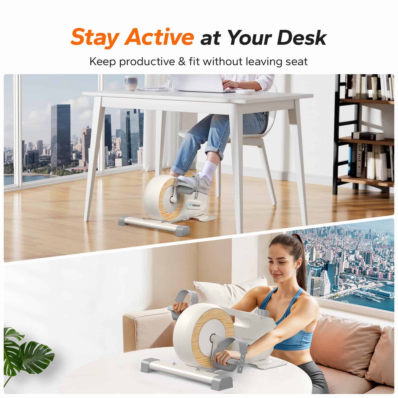 Bicicleta de Pedalera MERACH para Debajo del Escritorio, - Imagen 3