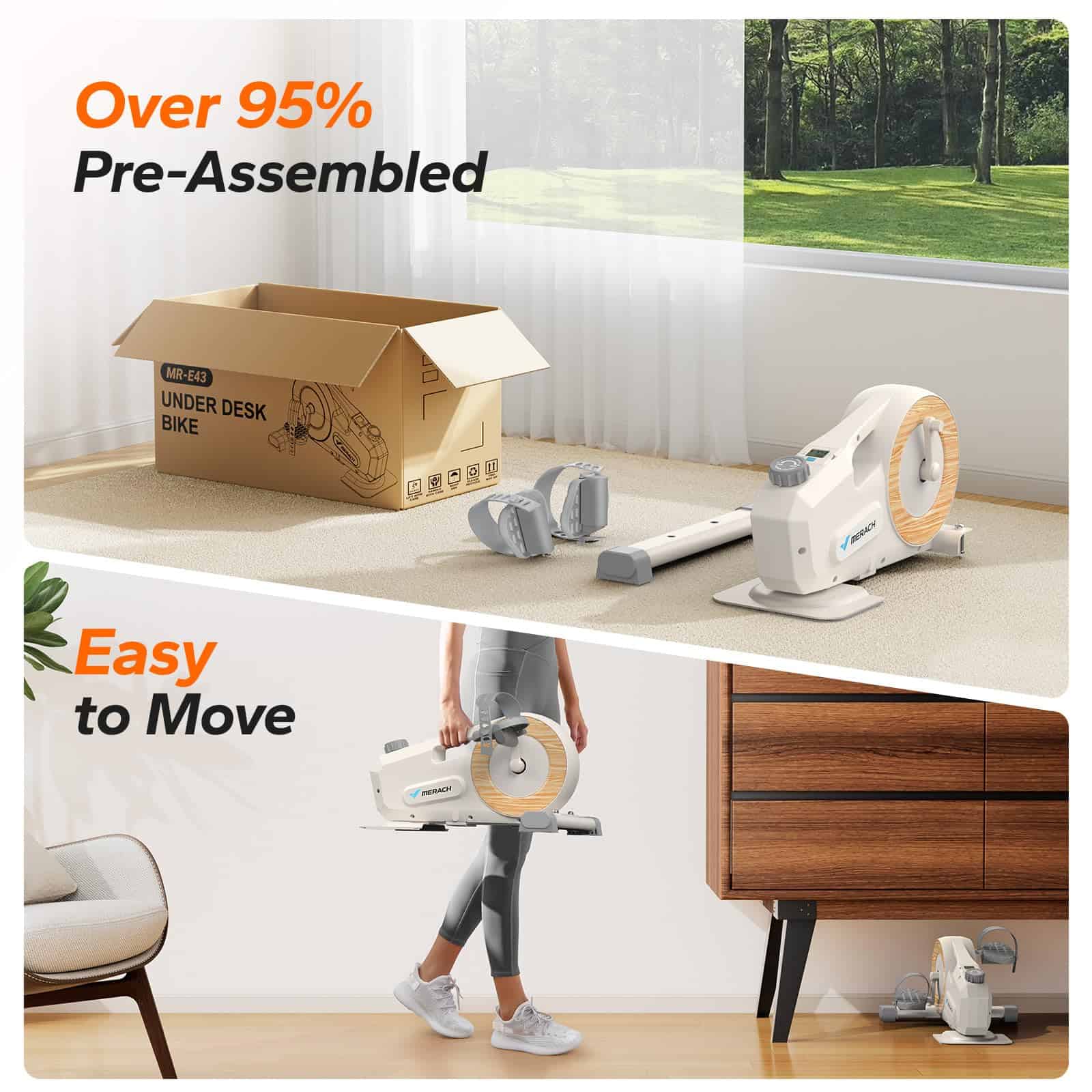Bicicleta de Pedalera MERACH para Debajo del Escritorio, - Imagen 10