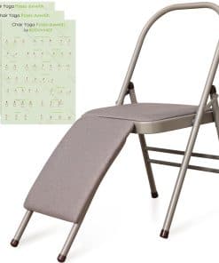 Silla Auxiliar Plegable de Yoga con 3 Pósters de Guía de
