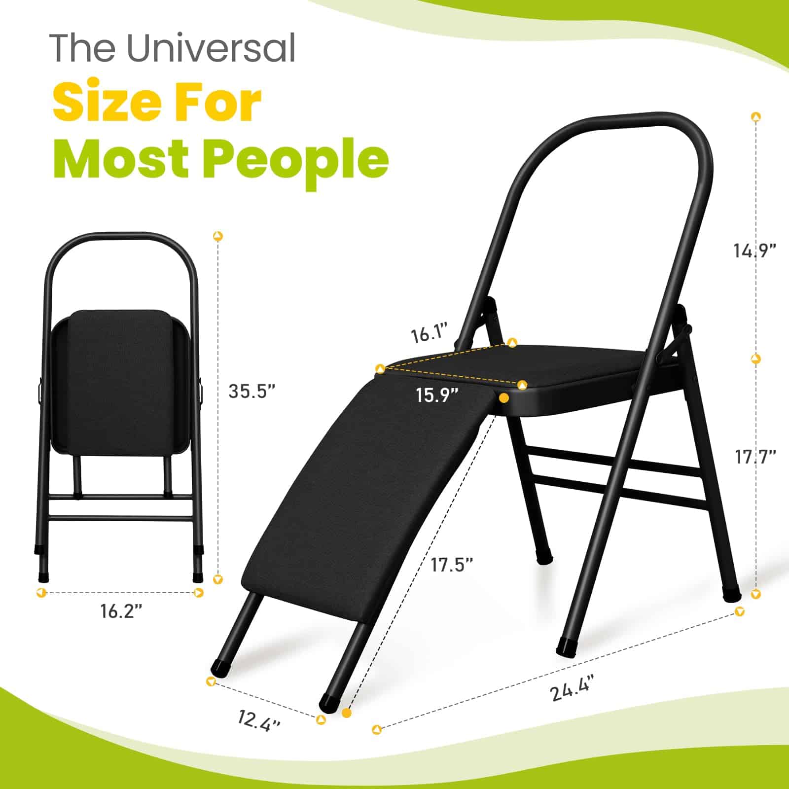 Silla Auxiliar de Yoga Plegable con 3 Carteles de Guía de - Imagen 7
