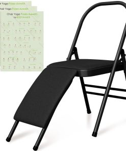 Silla Auxiliar de Yoga Plegable con 3 Carteles de Guía de