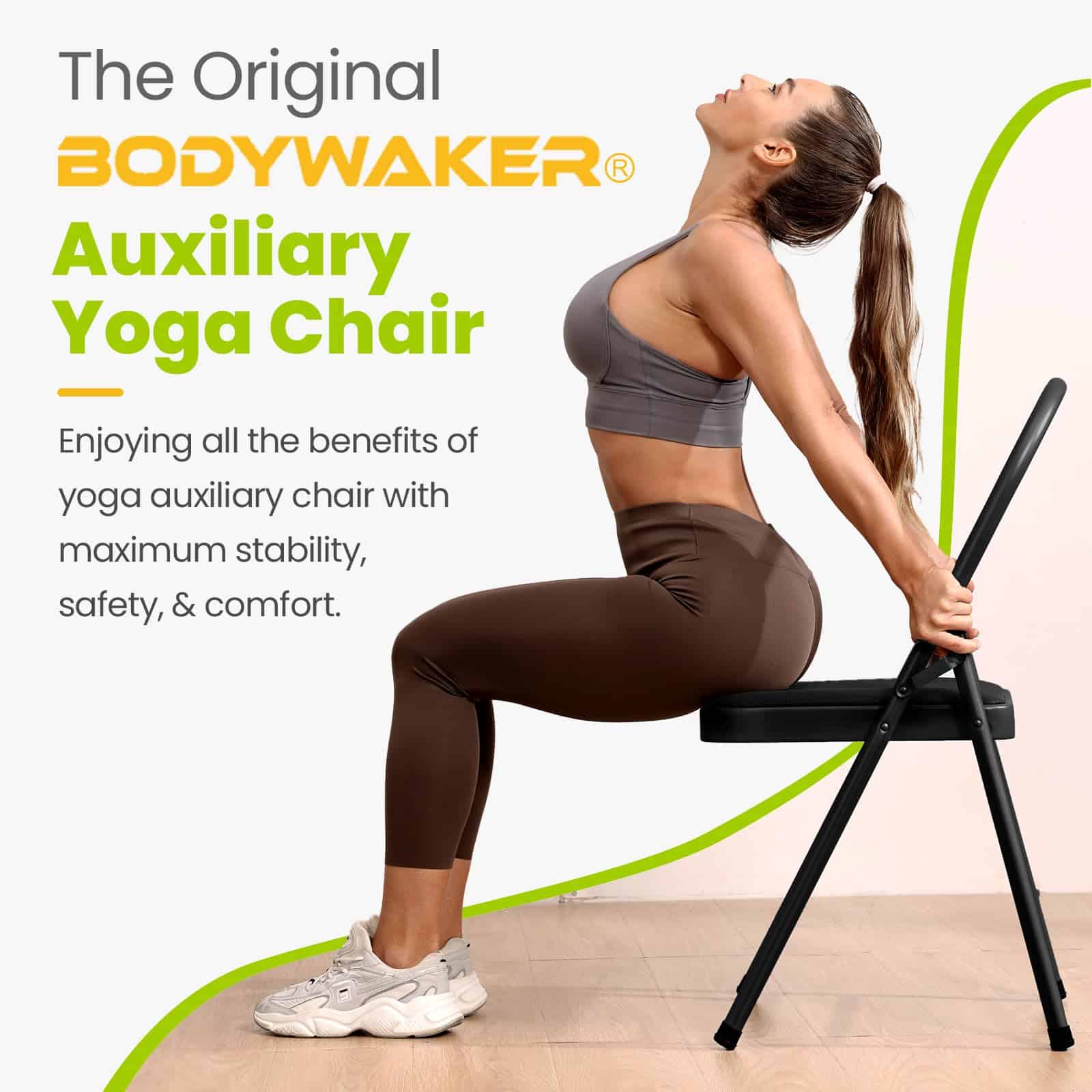 Silla Auxiliar de Yoga Plegable con 3 Carteles de Guía de - Imagen 5