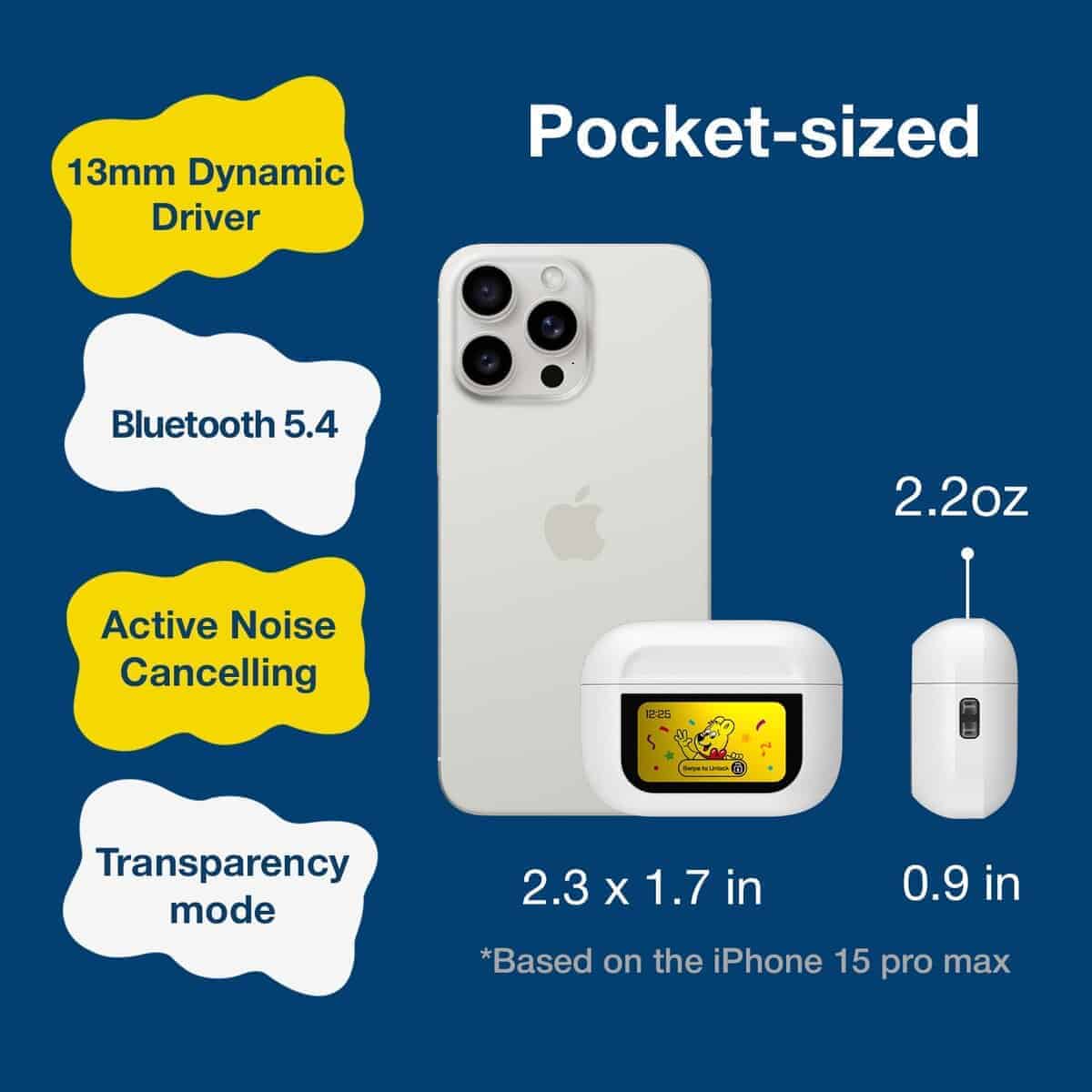 Audífonos inalámbricos con cancelación de -Blanco/Amarillo - Imagen 7