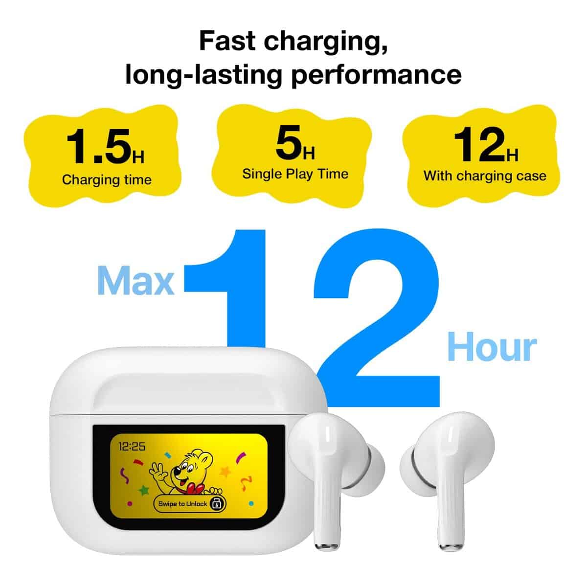 Audífonos inalámbricos con cancelación de -Blanco/Amarillo - Imagen 4