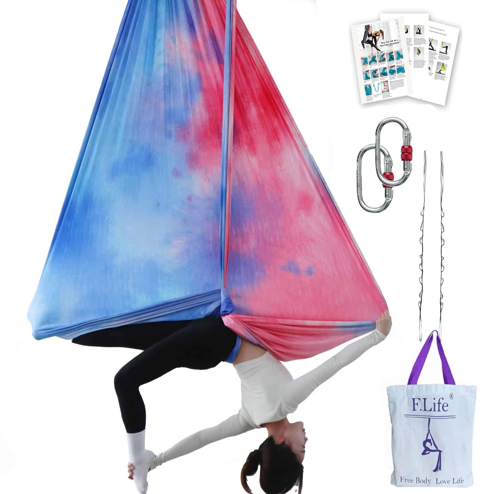 Kit de Hamaca de Yoga Aéreo F.Life - Yoga -Light Blue and Pi