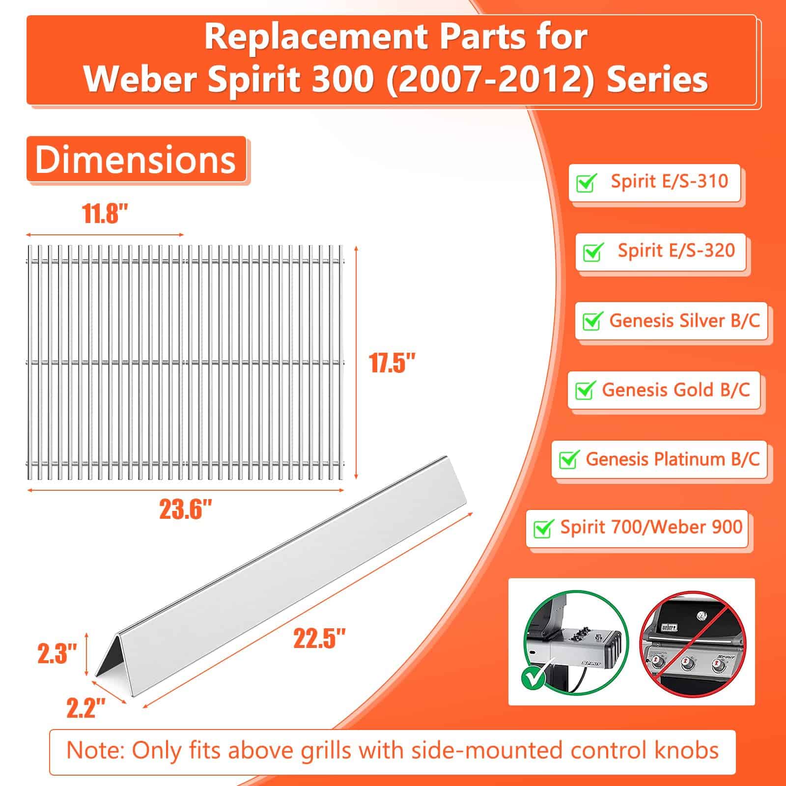 Juego de 22.5" Barras Aromatizantes y 17.5" Rejillas para - Imagen 3