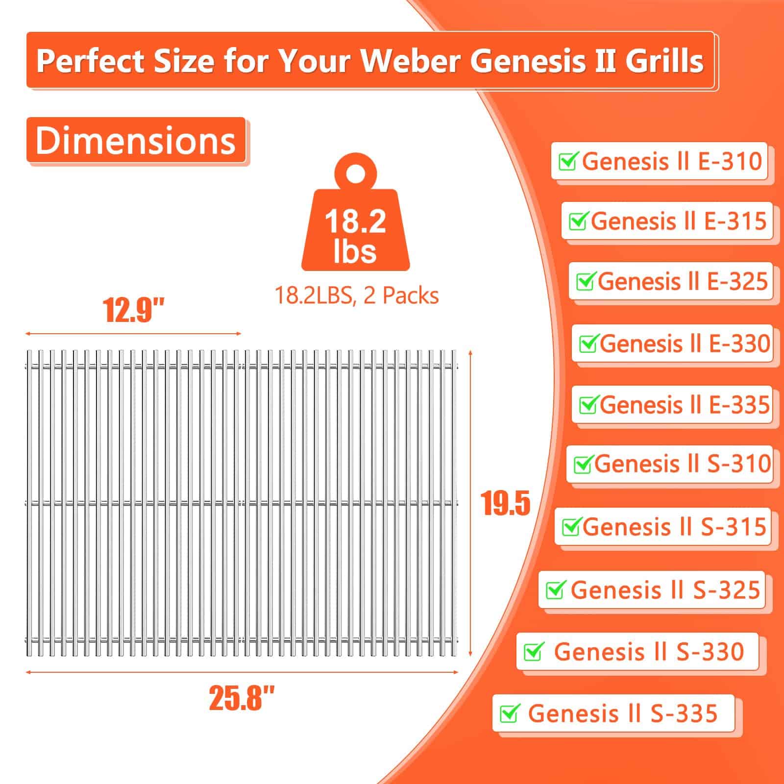 Parrillas para parrilla de 18.75" 9.5MM para Weber Genesis - Imagen 3