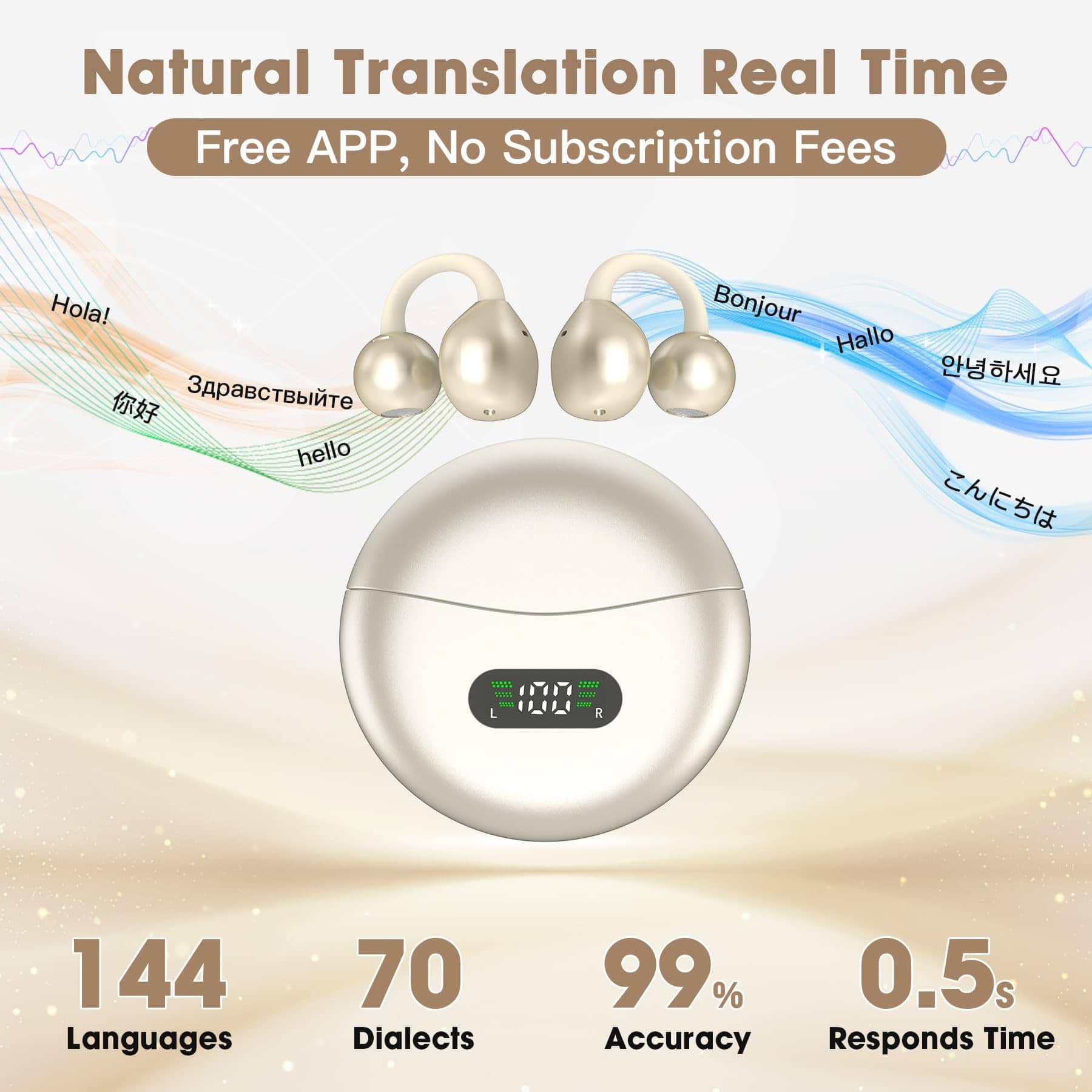 Yukee Auriculares de Traducción AI en Tiempo Real con - Imagen 3