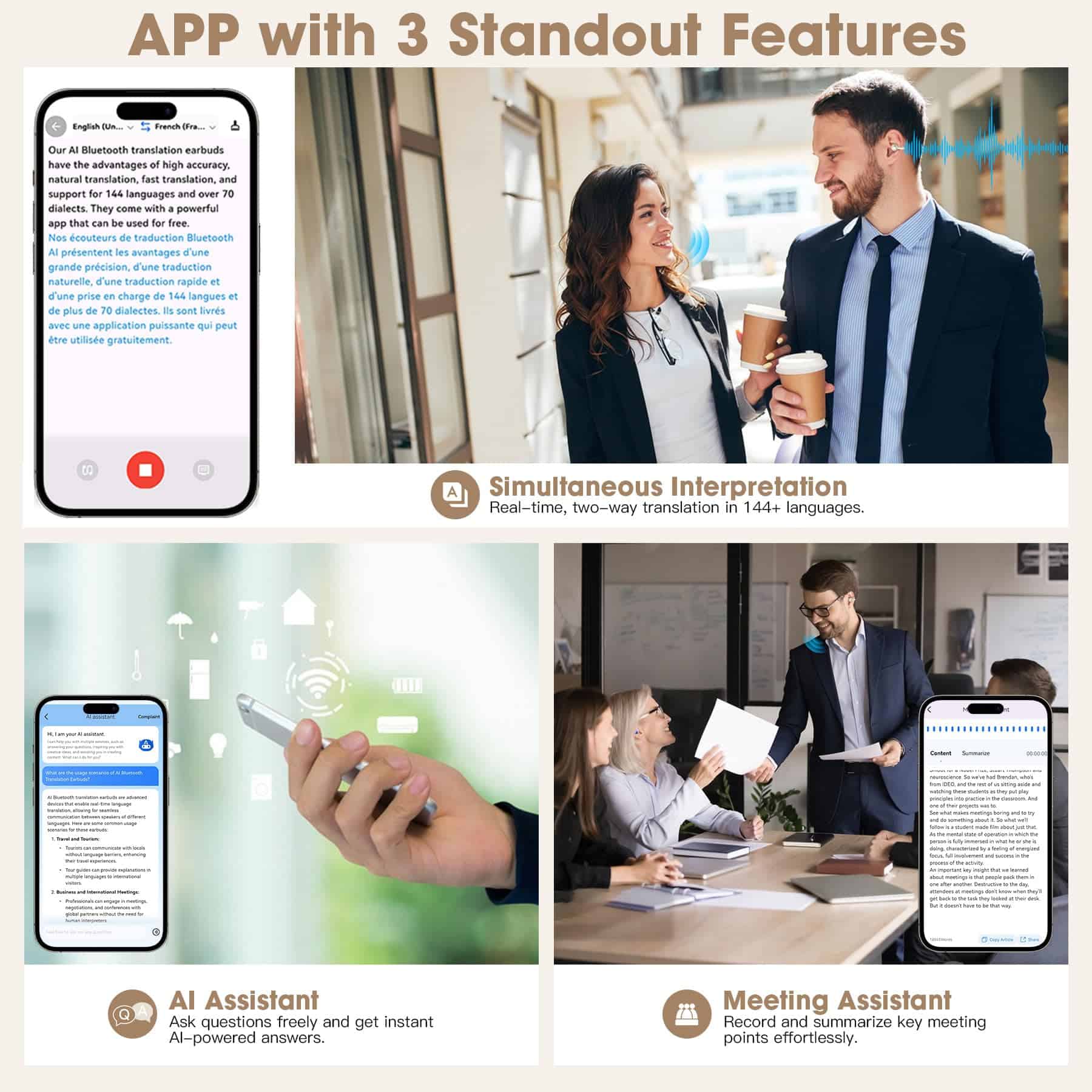 Yukee Auriculares de Traducción AI en Tiempo Real con - Imagen 5