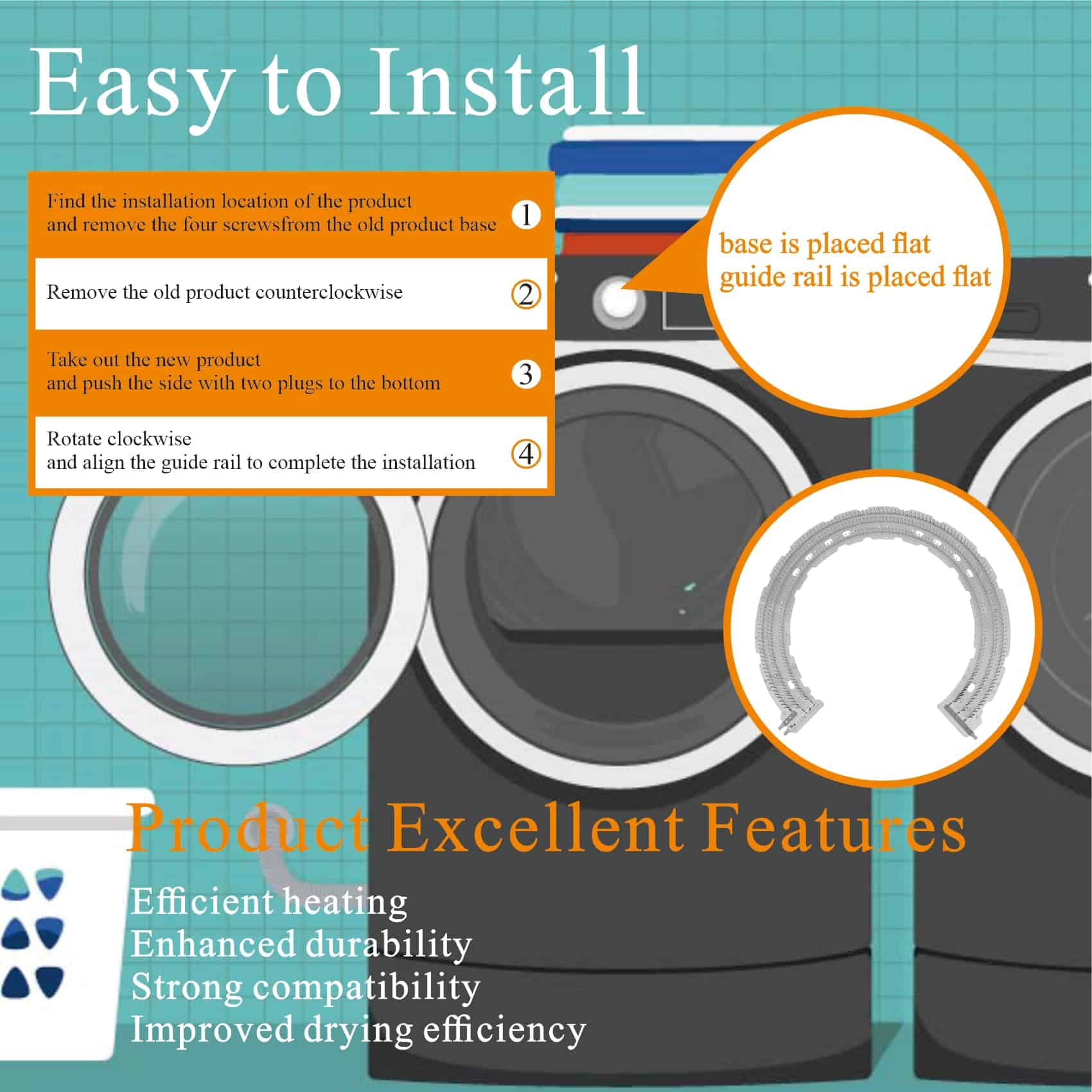 Elemento Calefactor para Secadora WE11M10001 Actualizado - Imagen 7
