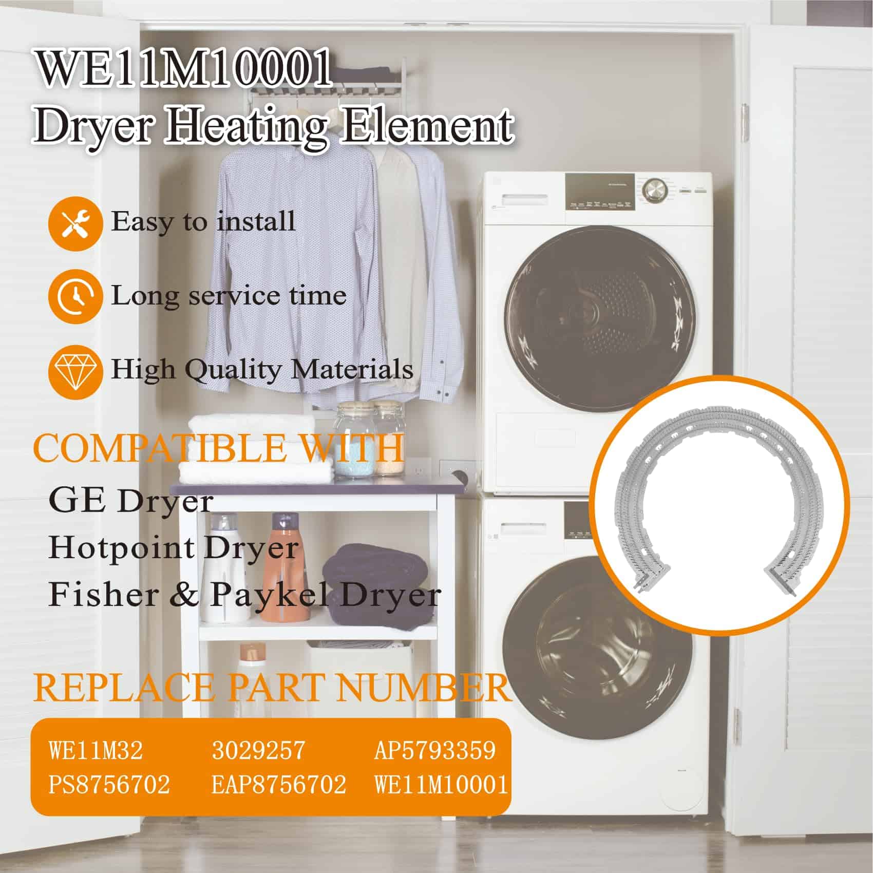 Elemento Calefactor para Secadora WE11M10001 Actualizado - Imagen 6