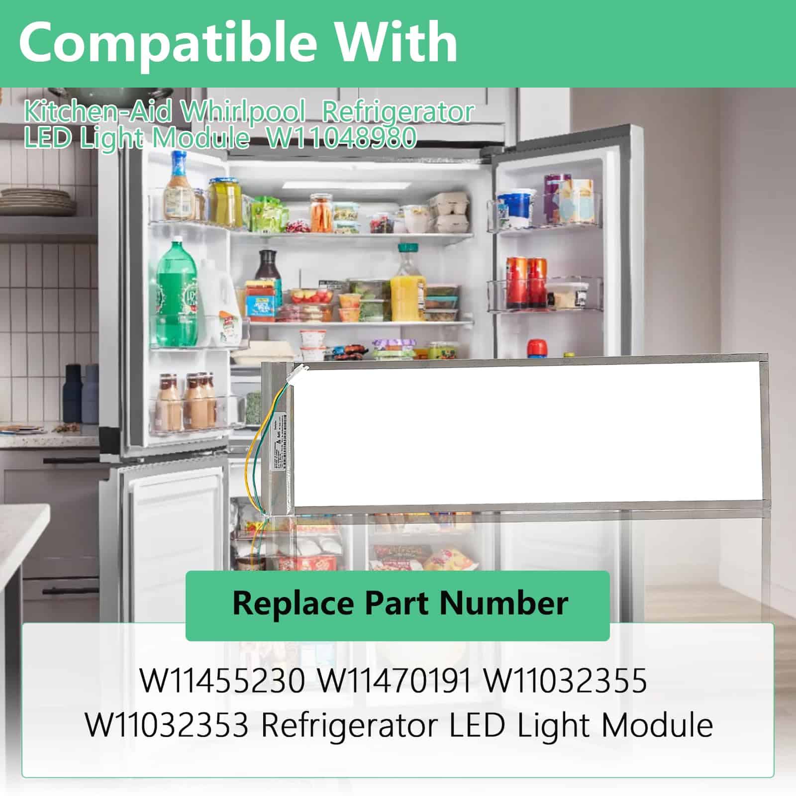 Ensamblaje de luz LED W11048980 W11470191 para refrigerador - Imagen 6