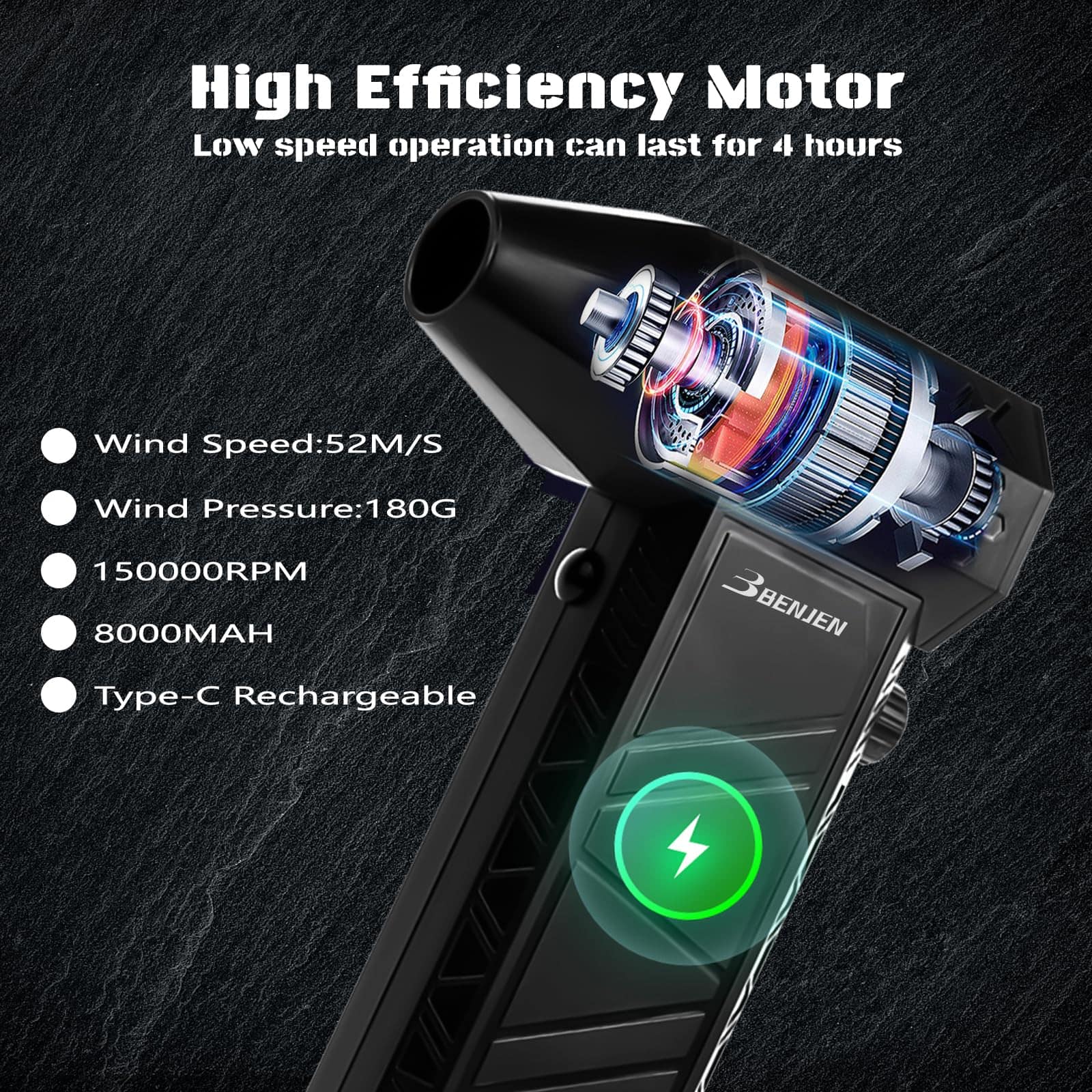 BENJEN Compressed Air Duster-150000RPM Electric Air Duster - Imagen 4