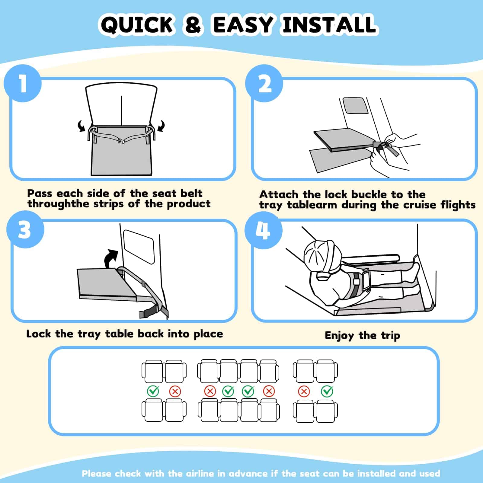 Cama de Avión para Niños Trekbabe con Manta, -Negro con Mant - Imagen 8