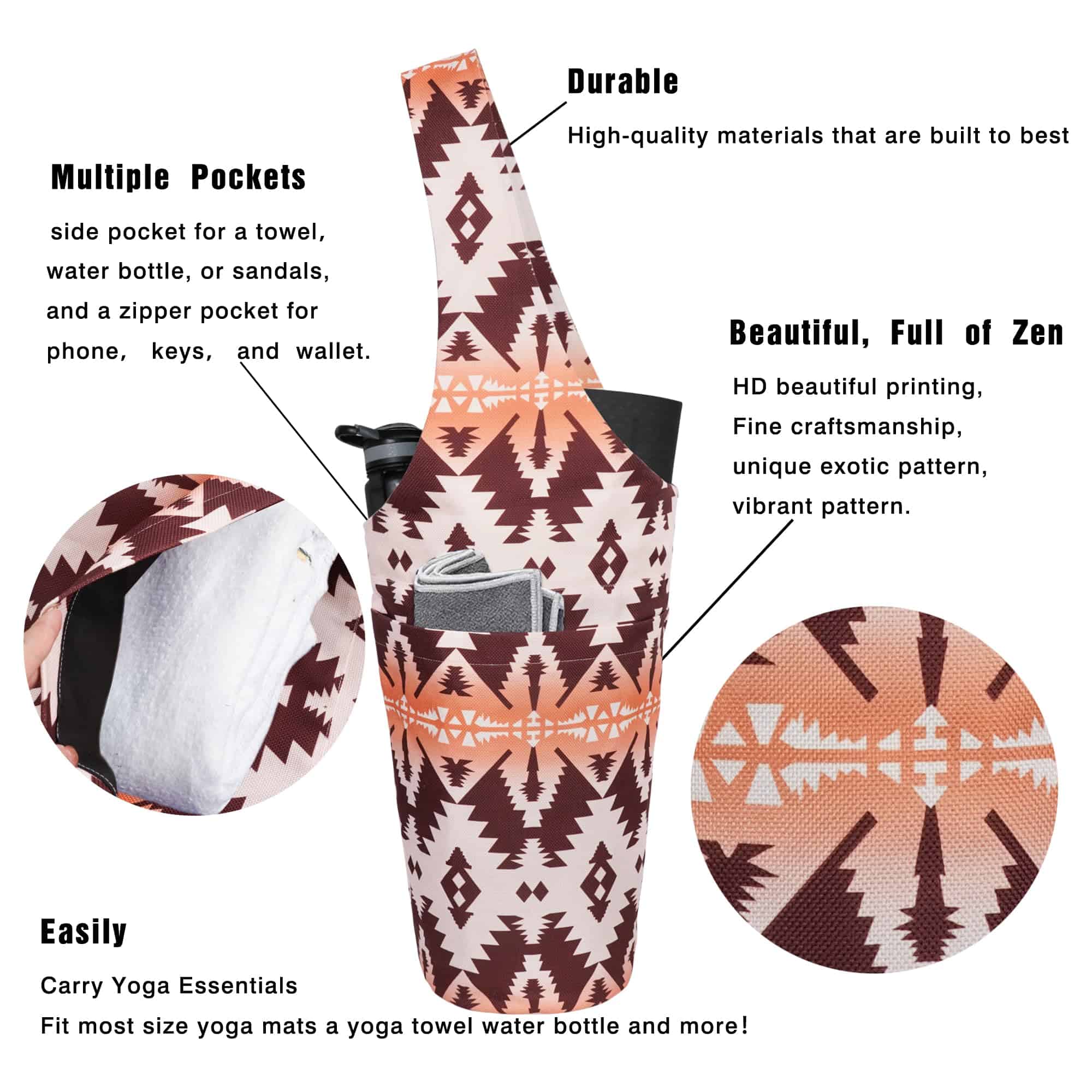 Bolso para Tapete de Yoga - Bolso Largo con -Boho Camel - Imagen 5