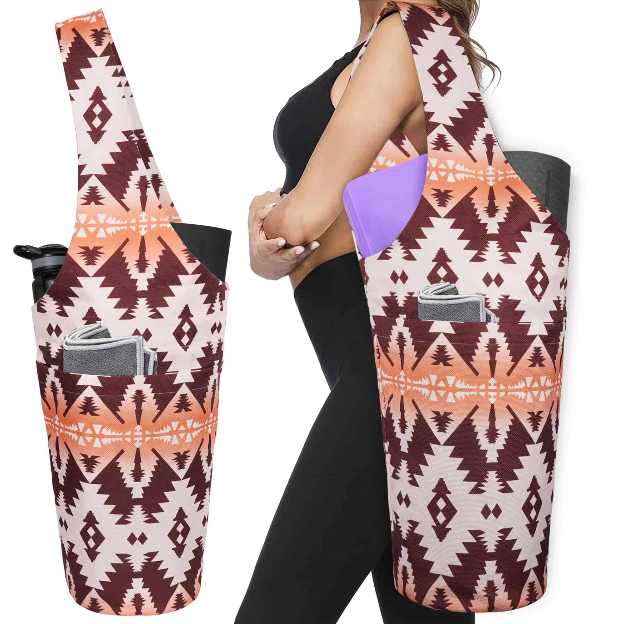 Bolso para Tapete de Yoga - Bolso Largo con -Boho Camel