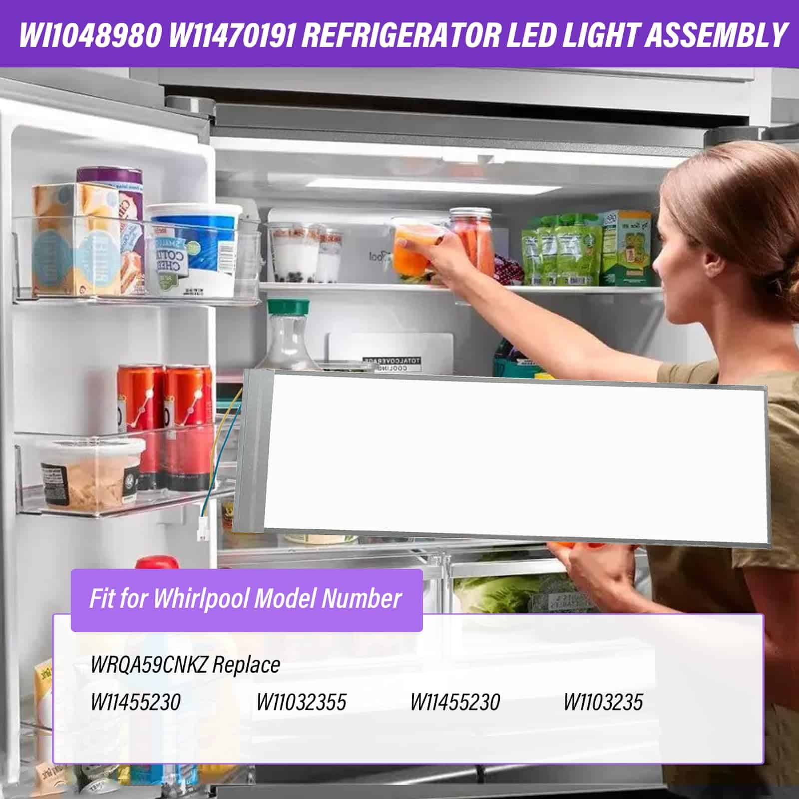 Ensamblaje de luz LED para refrigerador W11048980 Lámpara - Imagen 5