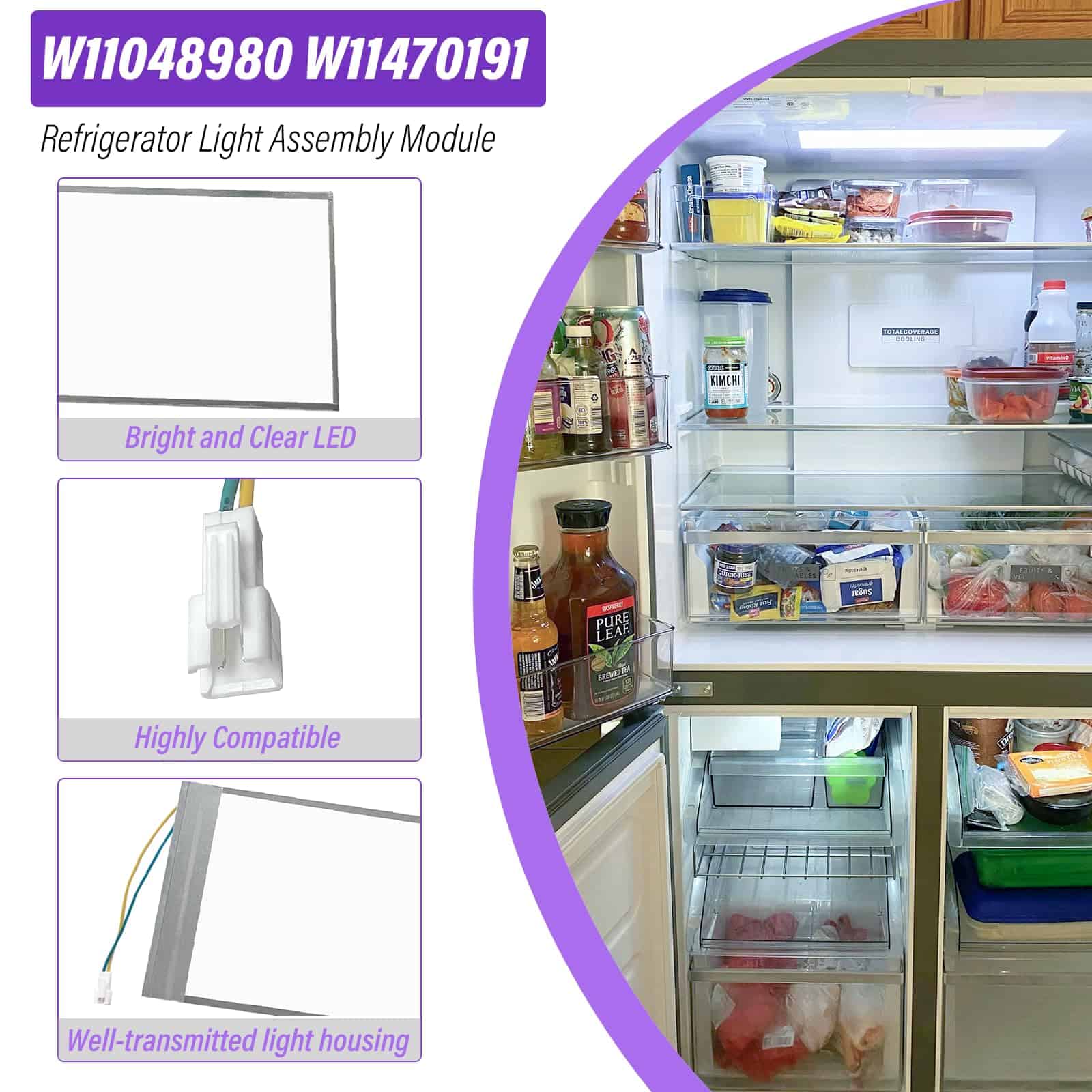 Ensamblaje de luz LED para refrigerador W11048980 Lámpara - Imagen 4