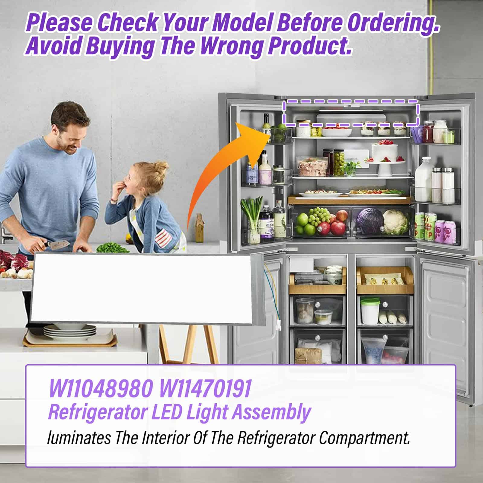 Ensamblaje de luz LED para refrigerador W11048980 Lámpara - Imagen 7