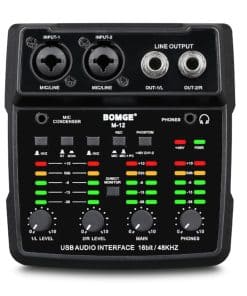 Interfaz de audio USB BOMGE M12, mezclador de 2 canales,