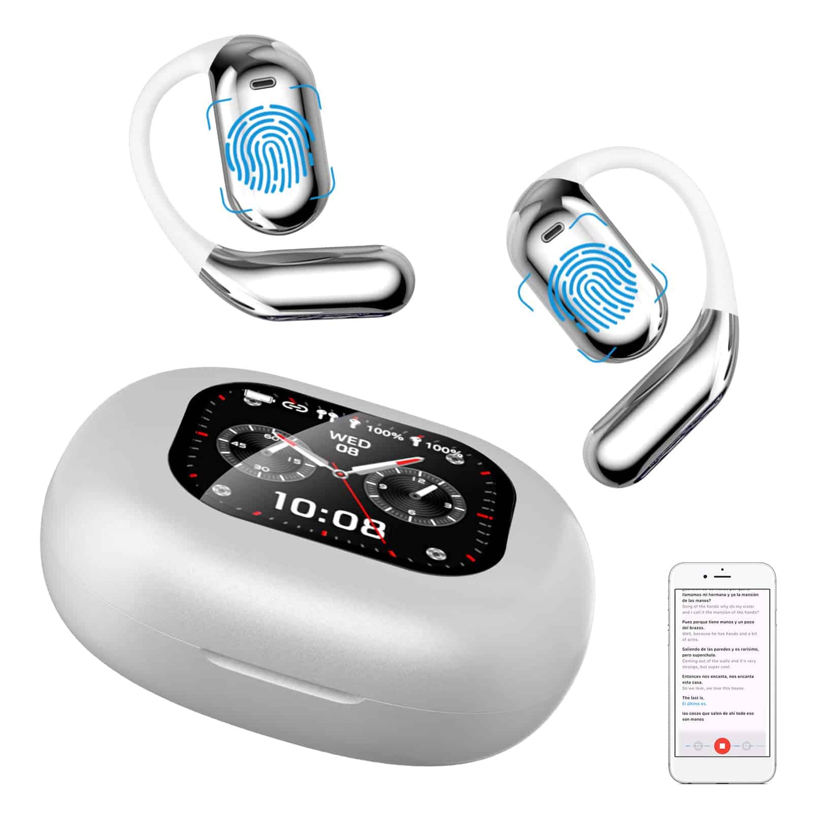 Auriculares de traducción AI en tiempo real -Plateado