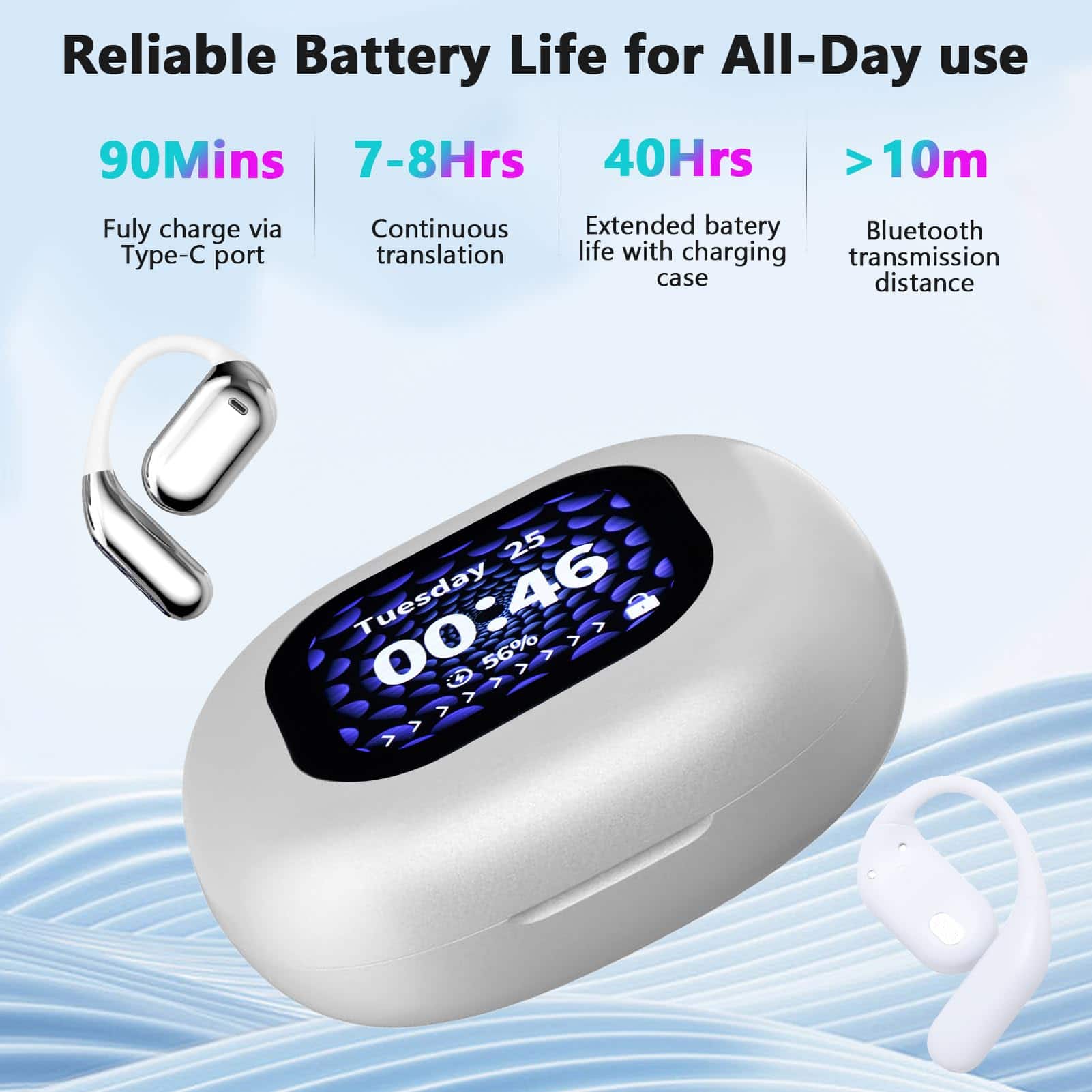 Auriculares de traducción AI en tiempo real -Plateado - Imagen 7