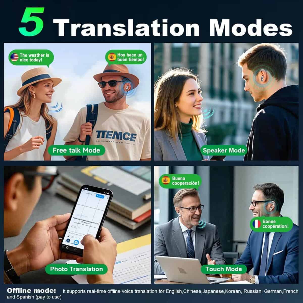 Auriculares de Traducción AI en Tiempo Real de -eren Pago - Imagen 7