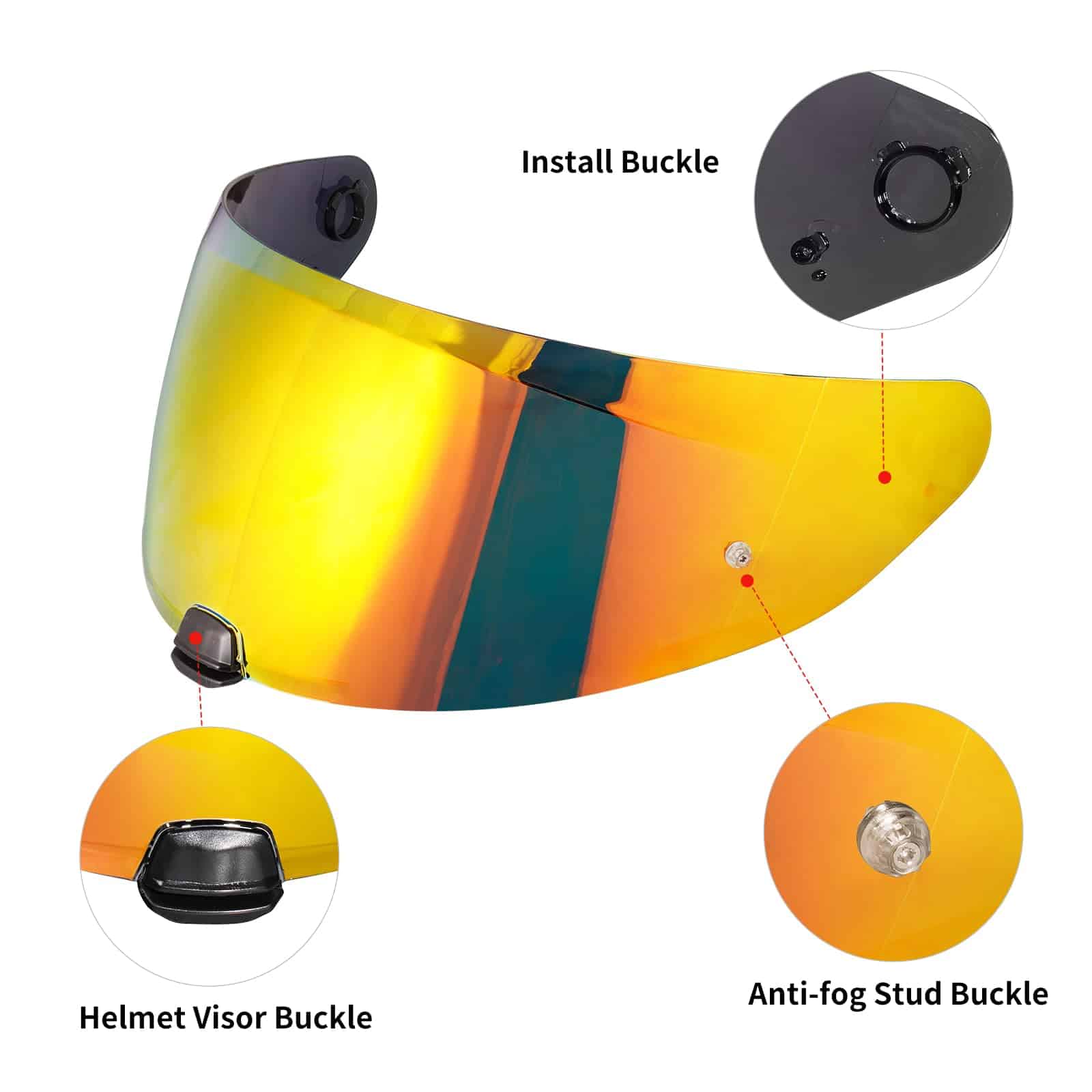 Visera de casco para motocicleta MXJ Gear Hj-31, reemplazo - Imagen 3