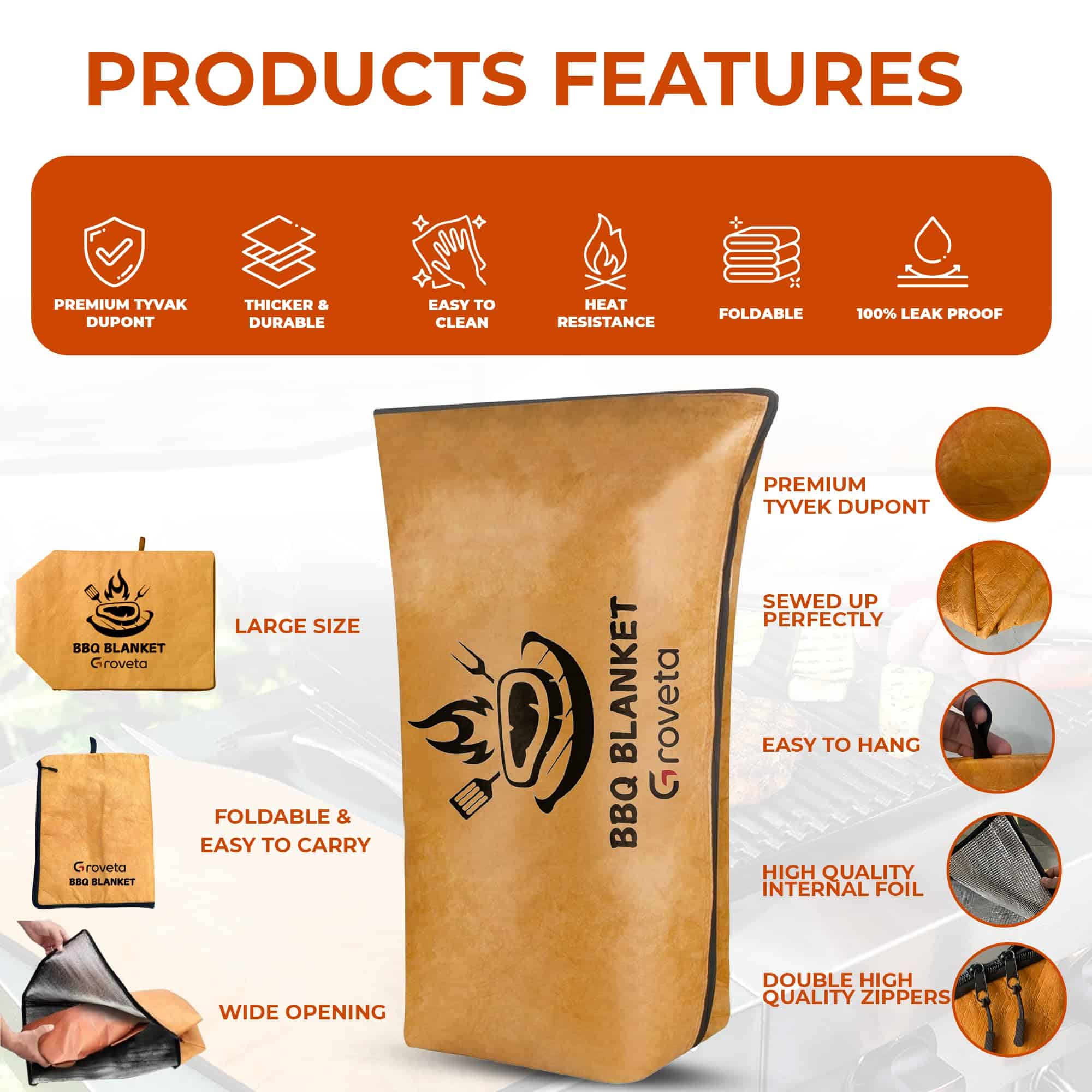 GROVETA Manta Premium para Barbacoa para Descansar Carne Al - Imagen 8