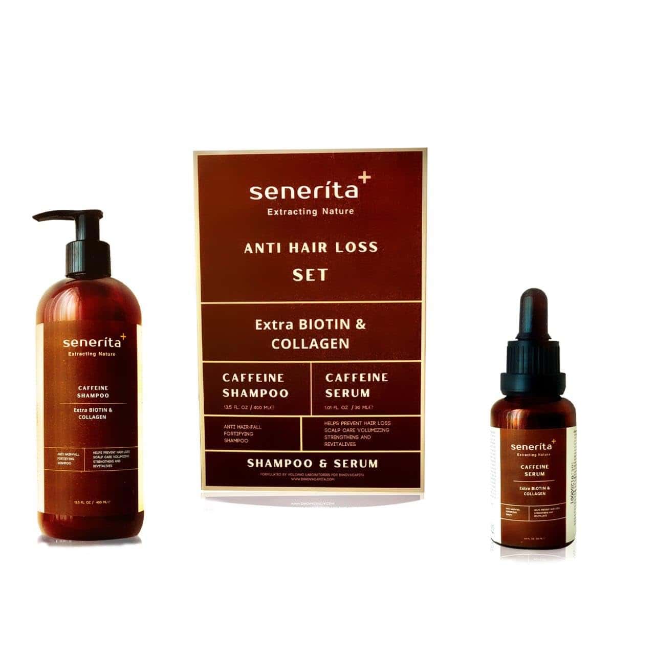 Set Anticaída de Pelo Senerita+, Extra Biotina y Colágeno,