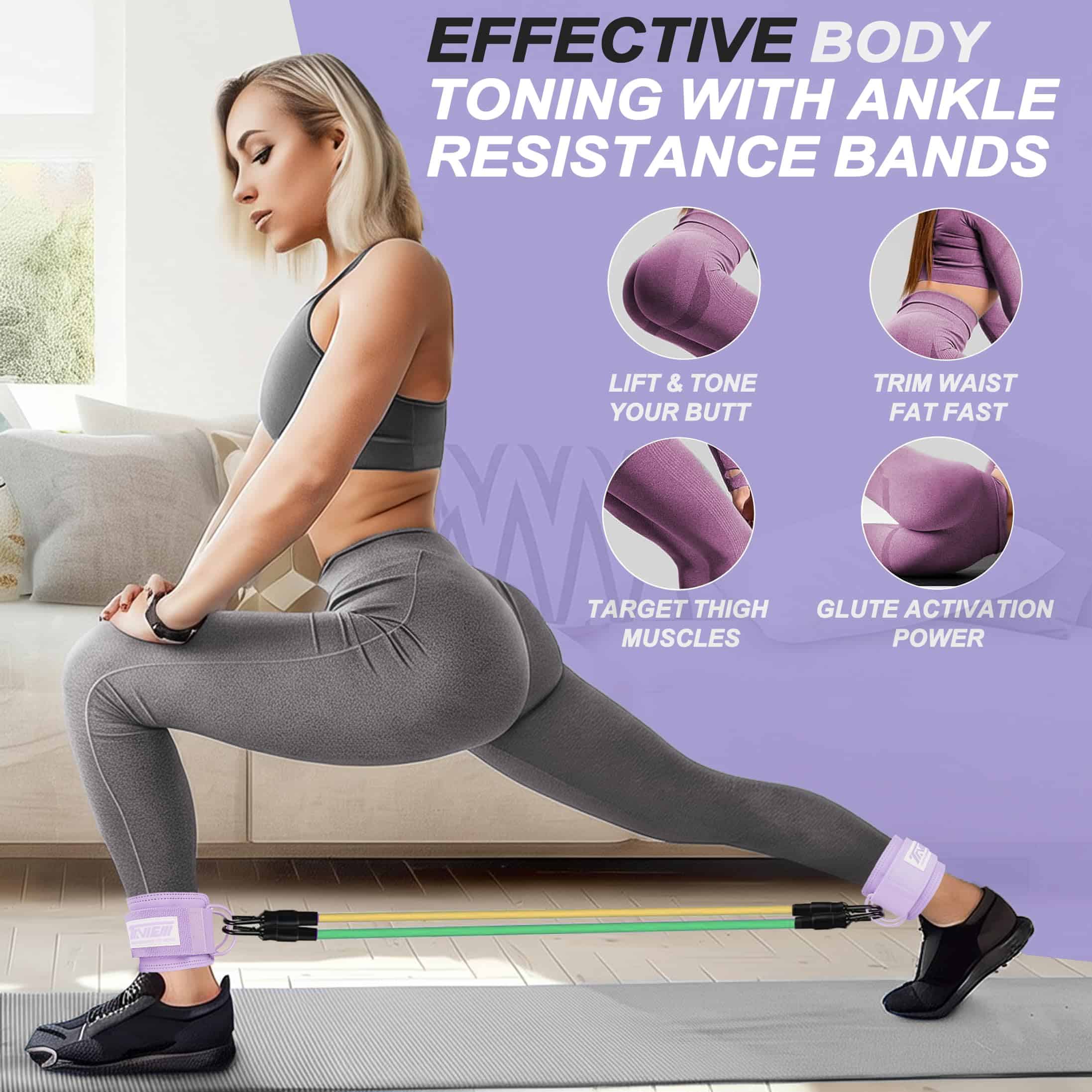 Bandas de Resistencia para Tobillo con -Morado con 3 Bandas - Imagen 4