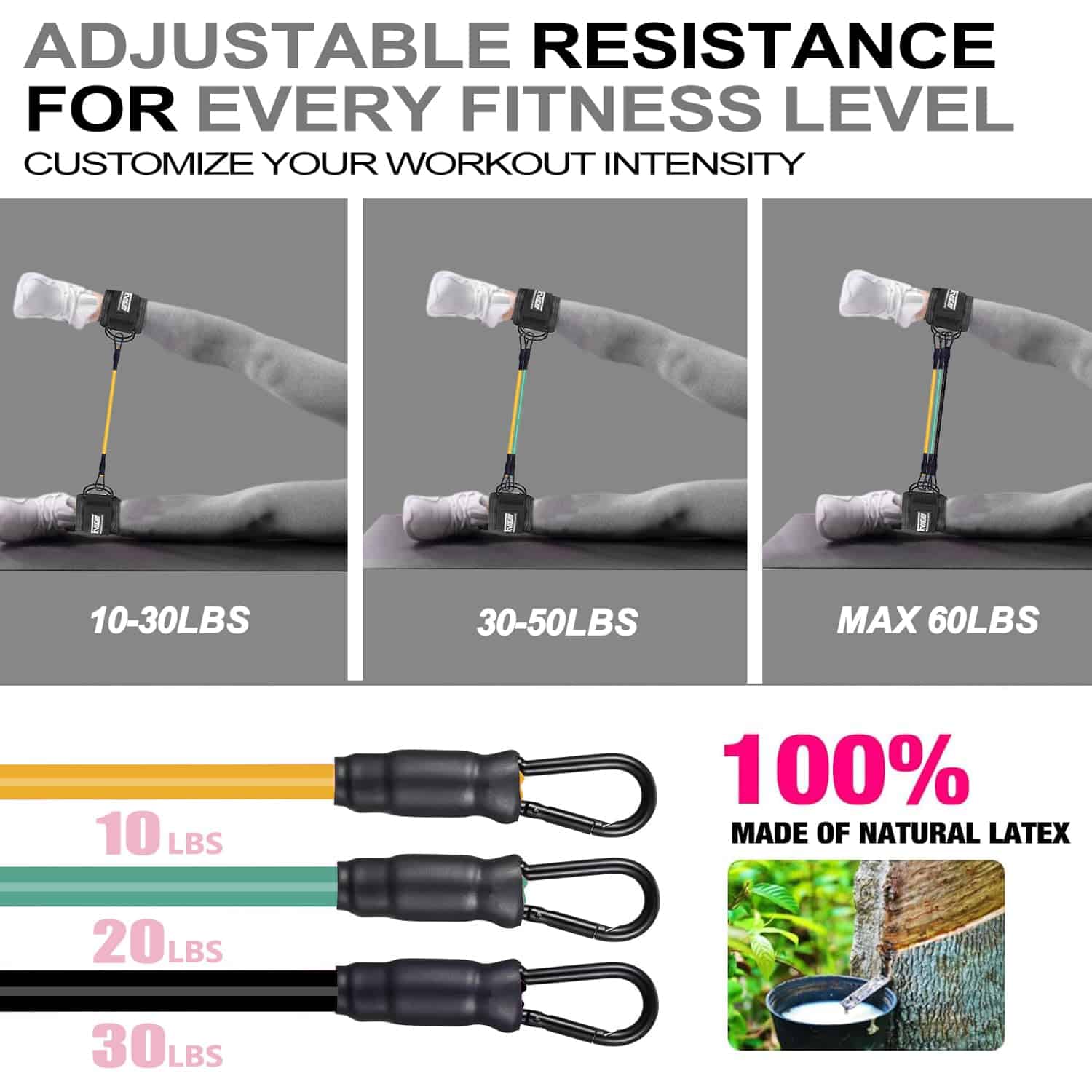 Bandas de Resistencia para Tobillos con Puños, -Negro con 3 - Imagen 6