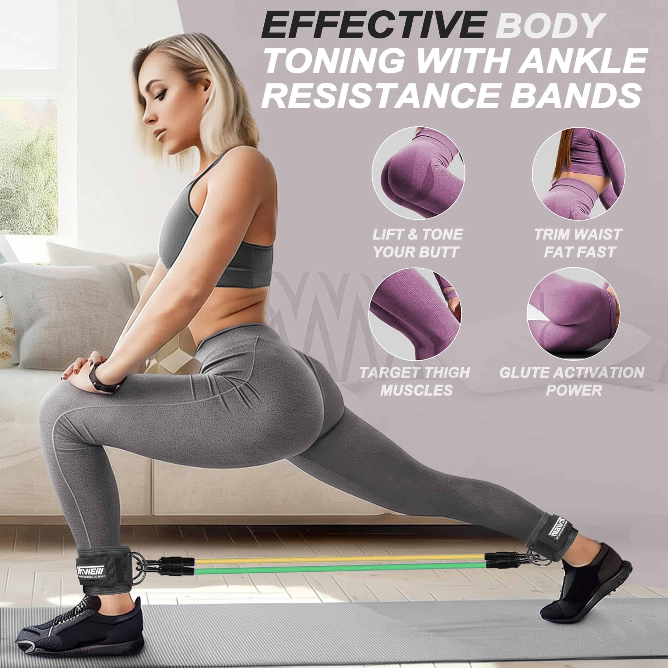 Bandas de Resistencia para Tobillos con Puños, -Negro con 3 - Imagen 4