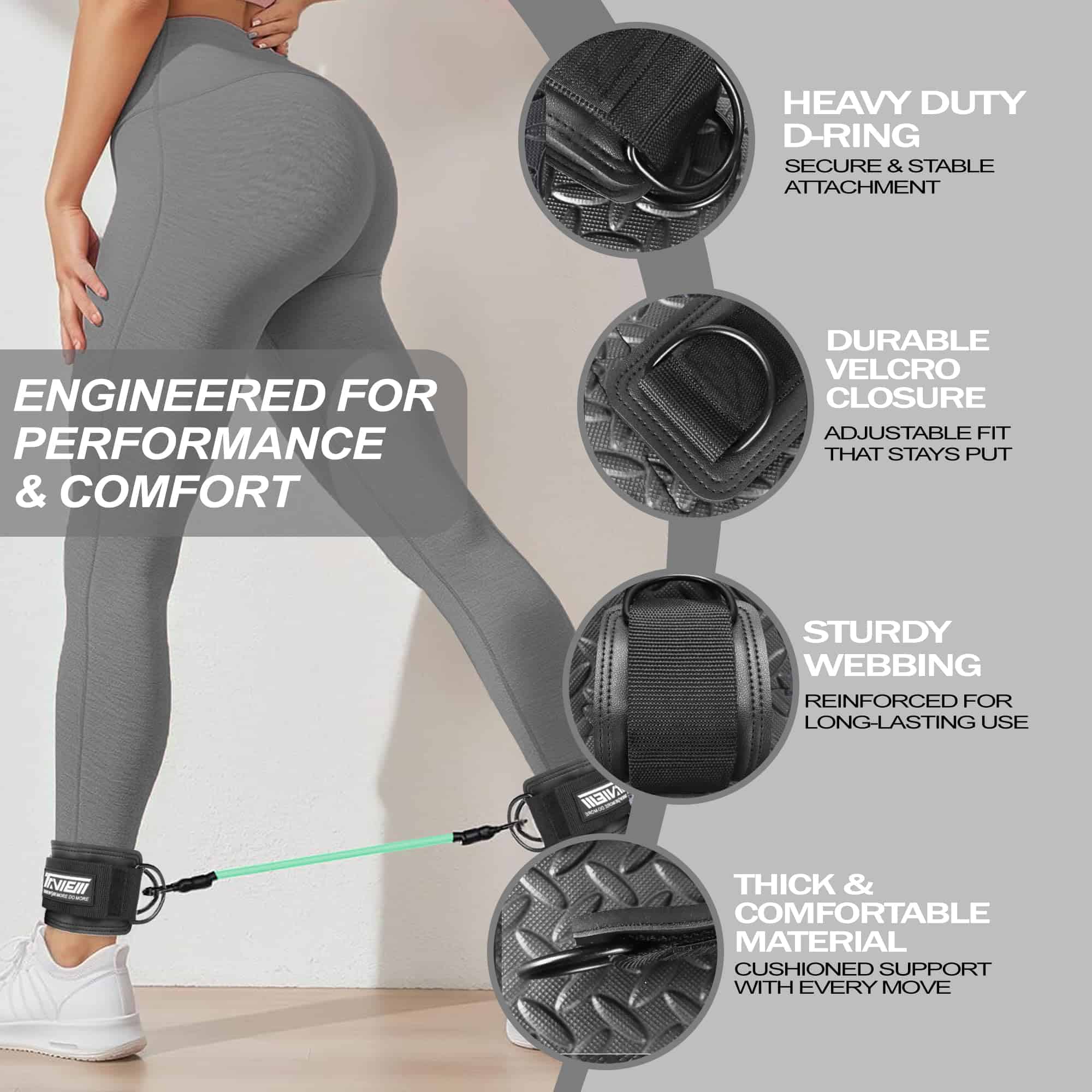 Bandas de Resistencia para Tobillos con Puños, -Negro con 3 - Imagen 3