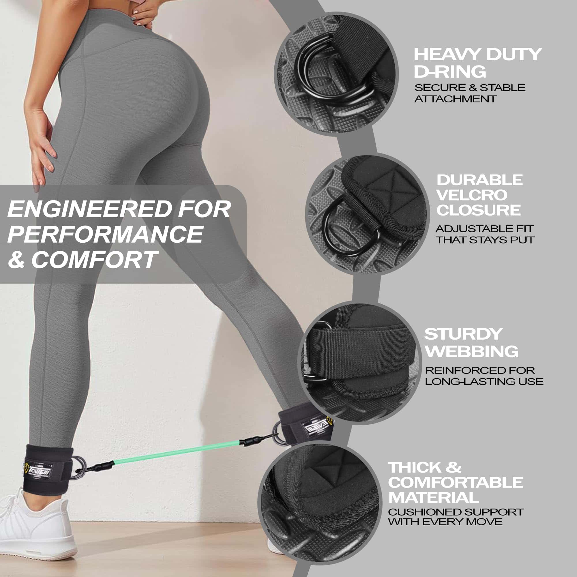 Bandas de Resistencia para Tobillo con Puños, -Negro Básico - Imagen 3