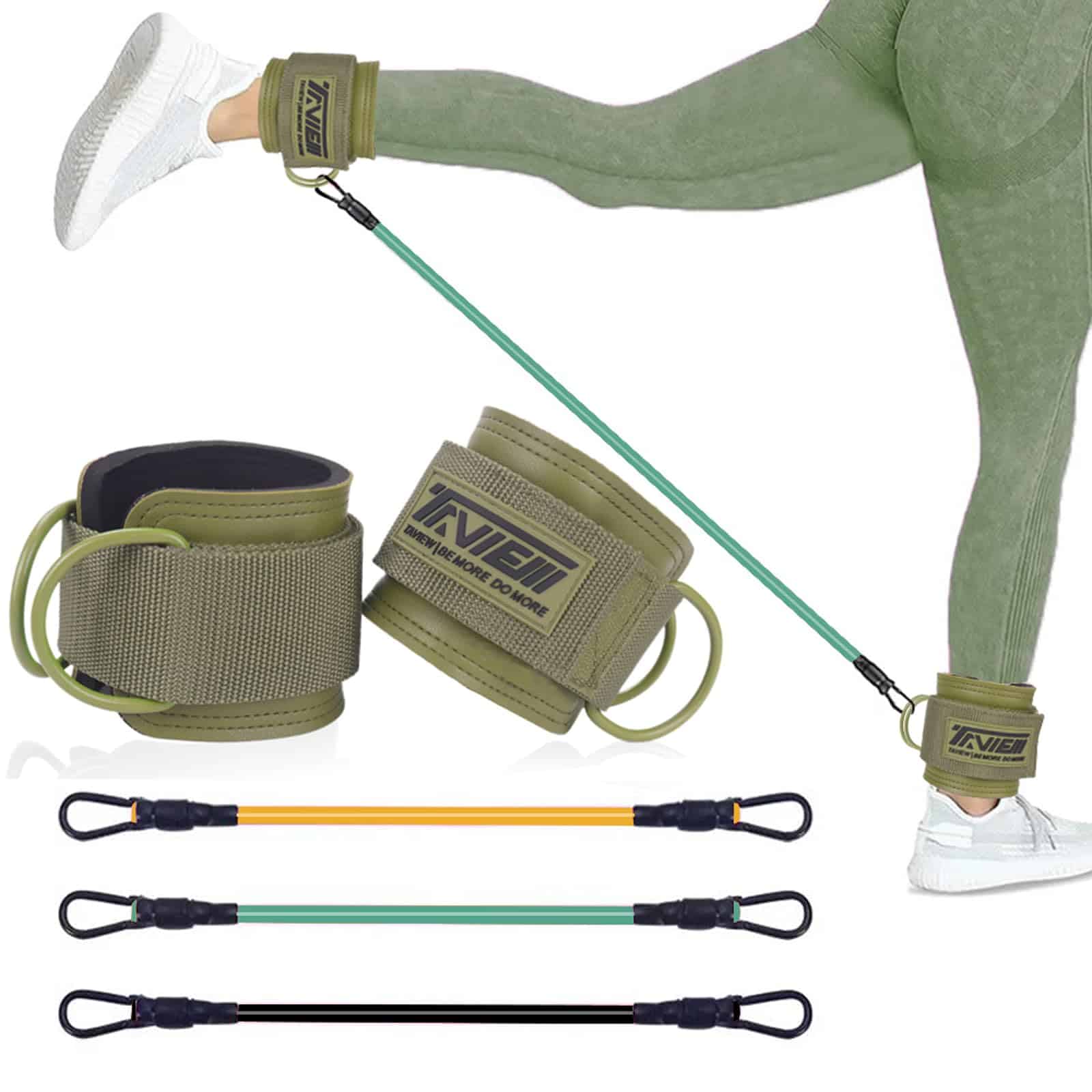 Bandas de Resistencia para Tobillo con Puños, -Verde con 3 B