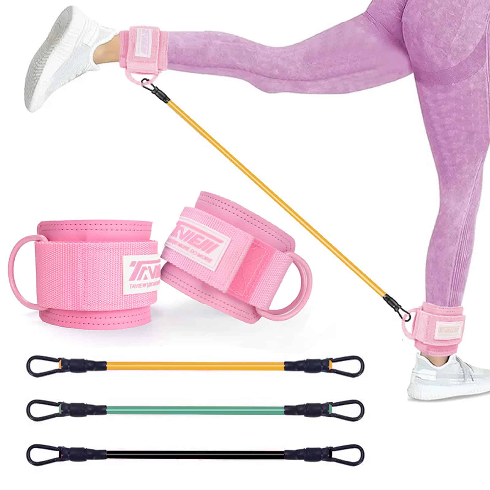 Bandas de Resistencia para Tobillo con -Rosa con 3 Bandas de