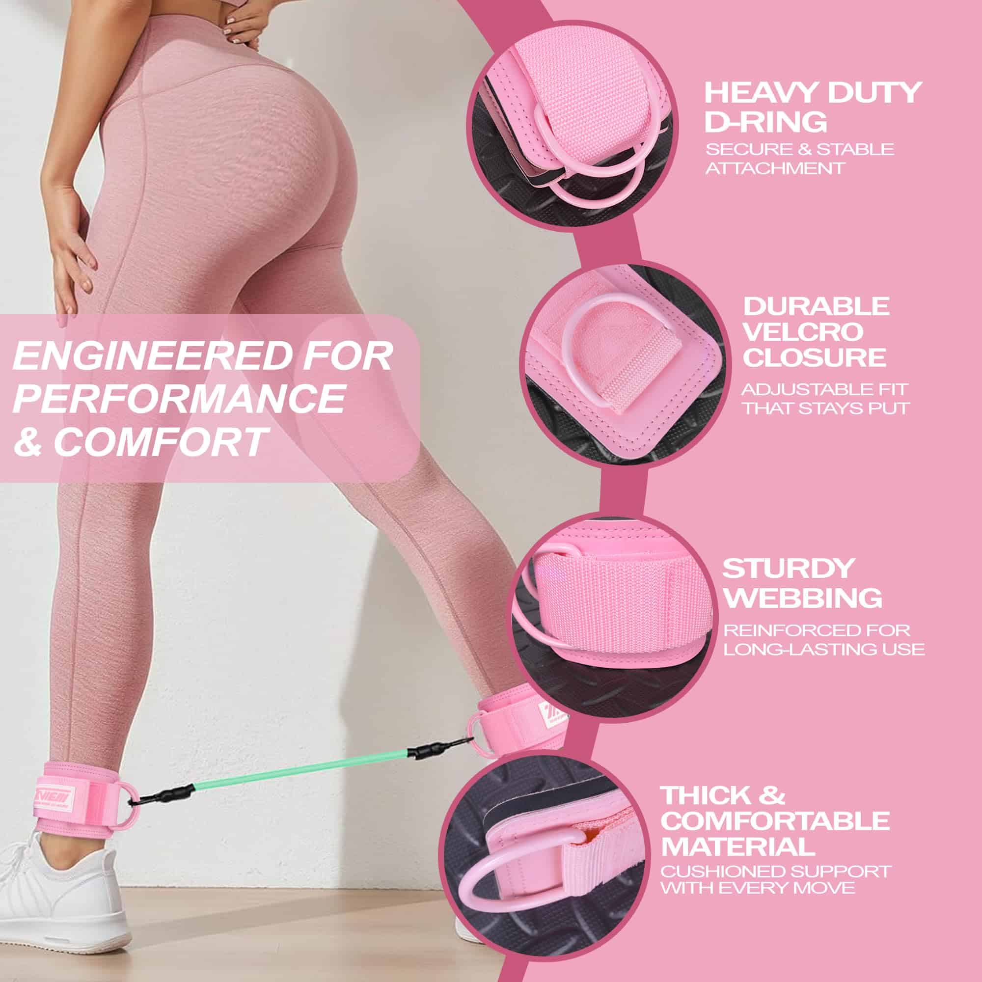 Bandas de Resistencia para Tobillo con -Rosa con 3 Bandas de - Imagen 3