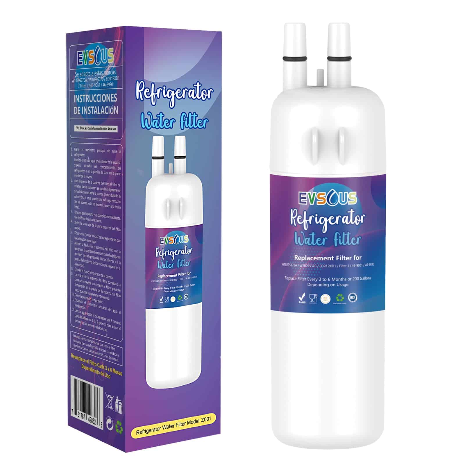 Filtro de agua de reemplazo W10295370A, -Blanco