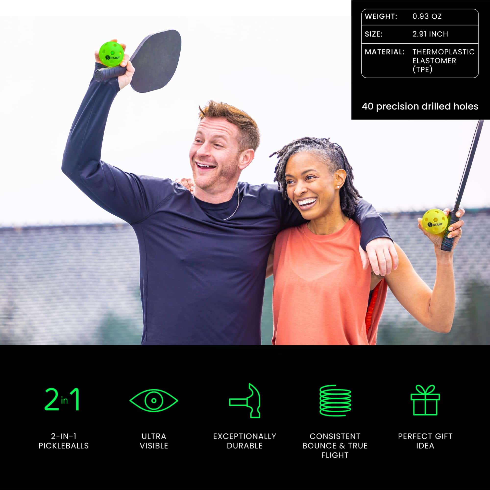 STANY Premium LED Light-Up Pickleball Balls, para juego - Imagen 6