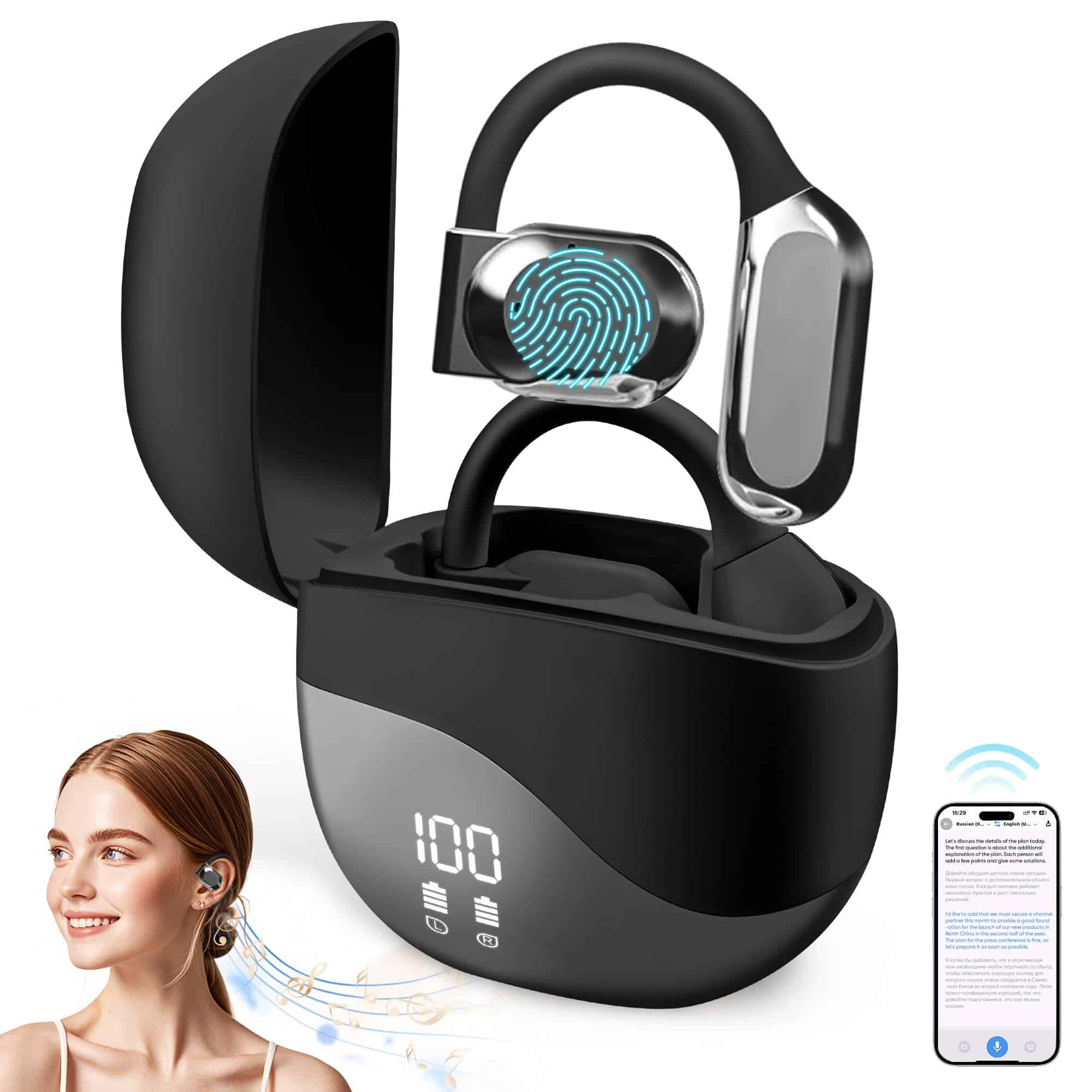 Audífonos de Traducción de Idiomas WOAKUSO AI, Audífonos de